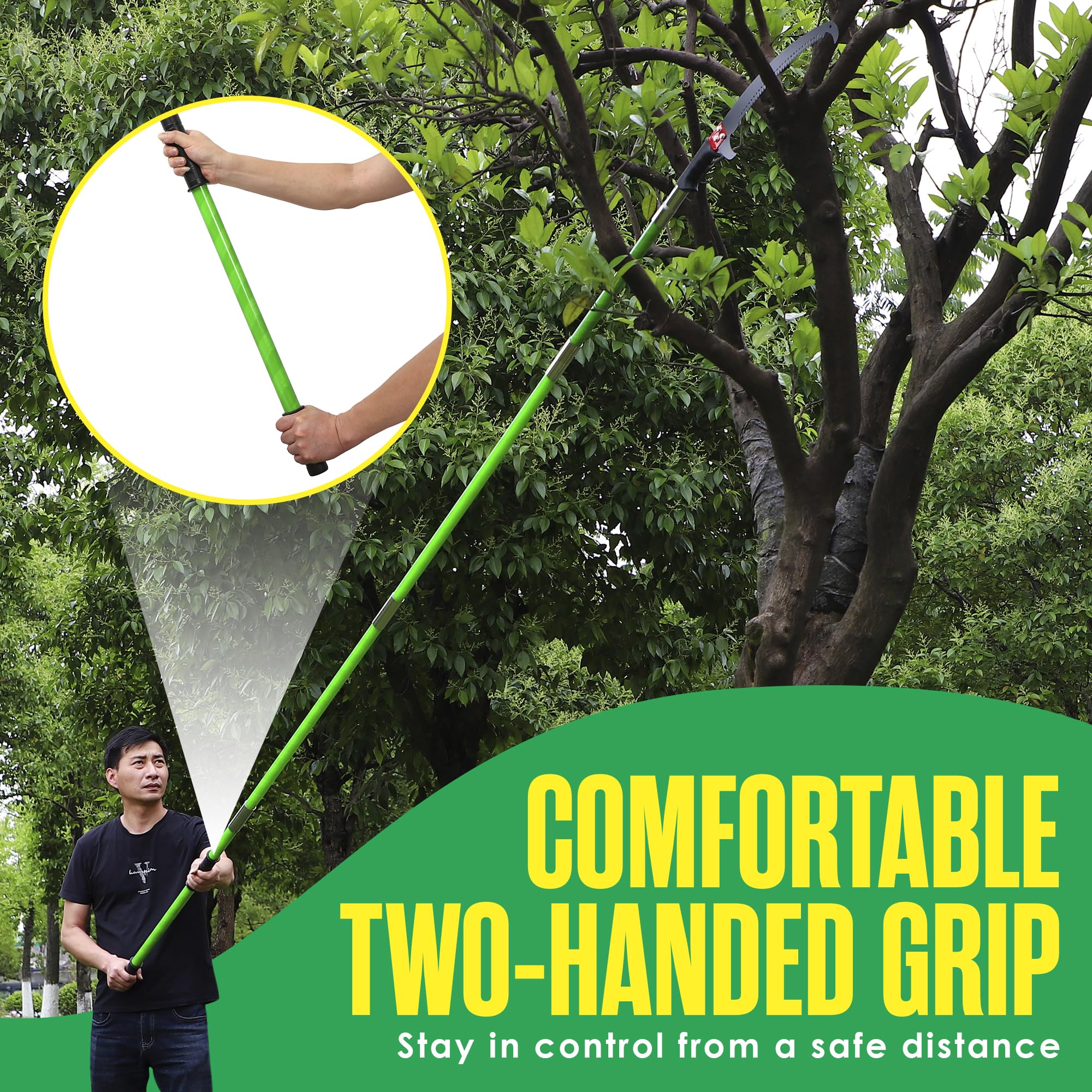 Houseables Pole Saw Pruner, Tree Trimmer, Branch Cutter, 26 FT, Black