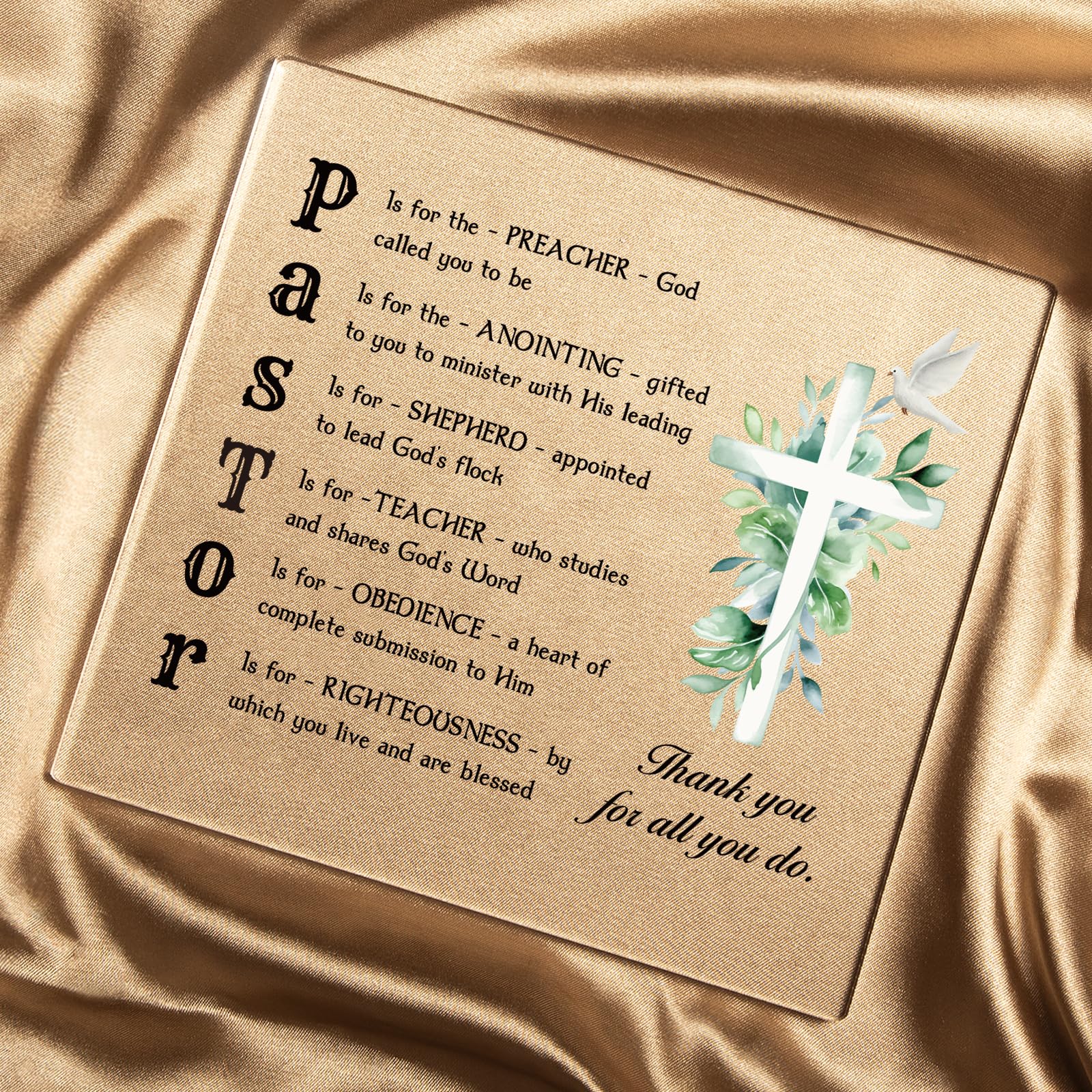 Afterprints Pastor Appreciation Gifts, Thank You Acrylic Plaque with Wooden Stand, Pastor Gifts for Men, Birthday Christian Gift for Preacher, Tabletop Sign Decoration