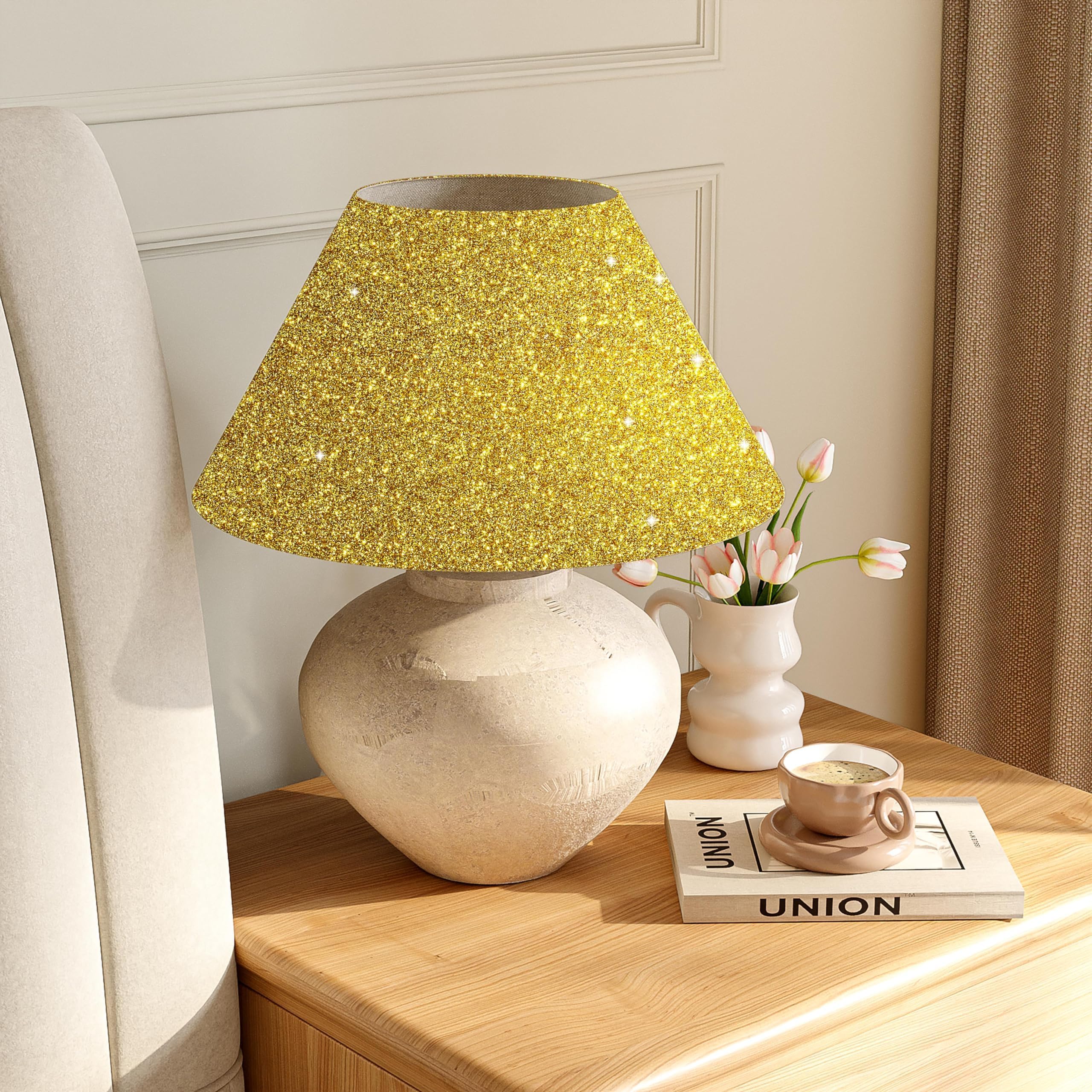 Decotalk Bordo Adesivo Per Mobili Glitterato Oro 10X600cm Bordo Per Carta da Parati Bordi Autoadesivo Parete Con Glitter Pellicola Adesiva Per Mobili Oro Carta da Parati Adesiva Camera da Letto