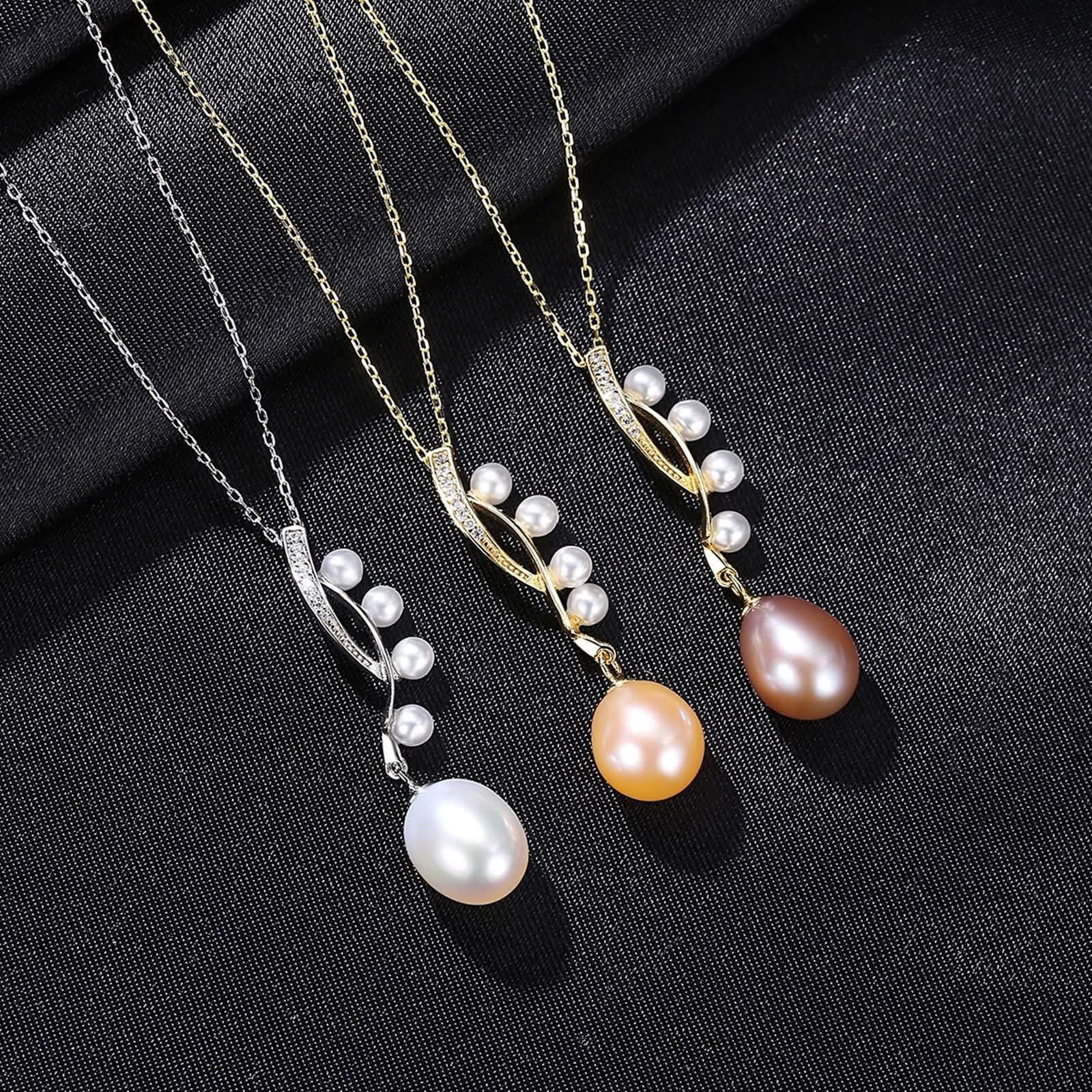 Collares Mujer de Blanco,Collares Mujer Plata de Ley 925 Perlas con Circonita Collar Colgante Mujer Blanco