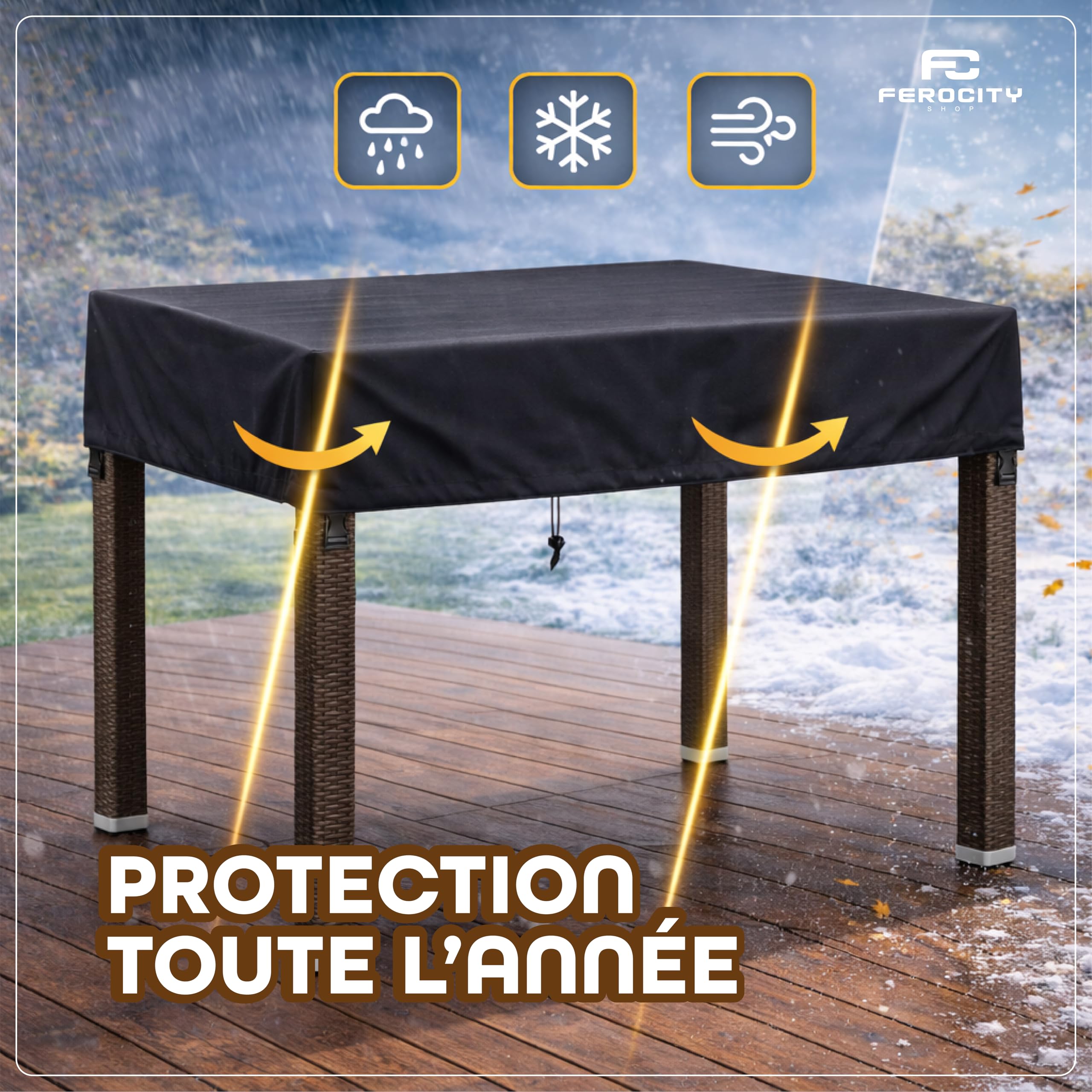 Housse de table personnalisée sur mesure pour tables de jardin, protection extérieure respirante coupe-vent imperméable