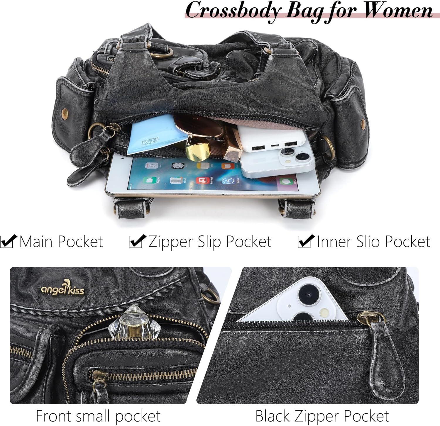 Angel Kiss Hobo Bags for Women Shoulder Bag Shoulder Purses and Handbags Vegan Leather Hobo Handbags Crossbody Bags - Image 6