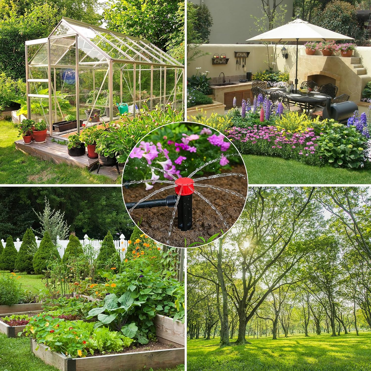 Drip Irrigation System,106FT Automatic Garden Watering System with 1/2" & 1/4" Fast-Lock Tubing Adjustable Nozzles & Sprinklers,Quick-Connect Drip Irrigation System Kit for Garden,Lawn,Potted Plants