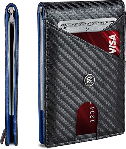 SUAVELL billeteras delgadas para hombres Billetera delgada con clip para dinero, con tecnología de bloqueo de interferencia de radiofrecuencia,