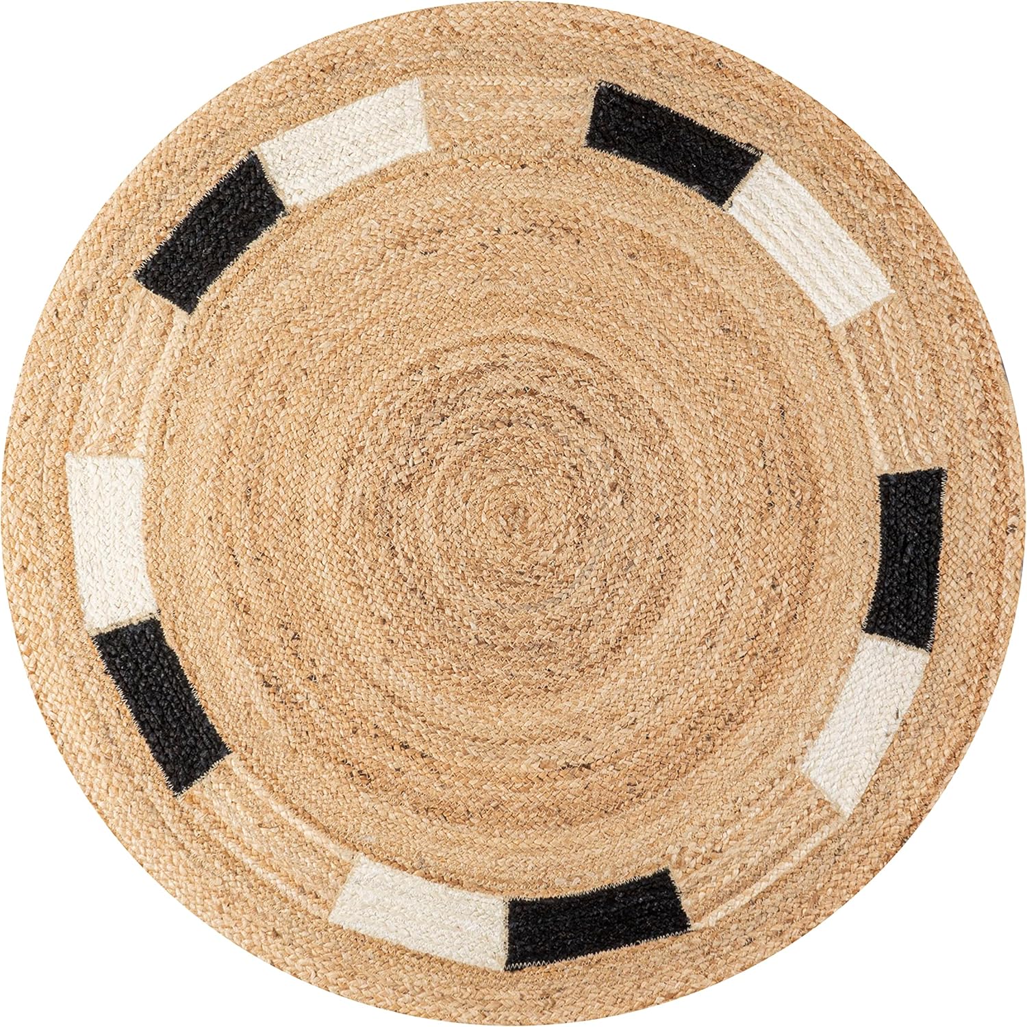 JONATHAN Y Porto Jute Circle Natural/Cream/Black 6' Round Indoor Area Rug, Cottage, Geometric, Easy-Cleaning for Living Room, Bedroom, Kitchen, Pet Friendly, Non-Shedding (RNF106A-6R)