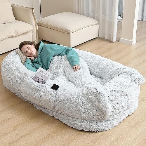 Miniatura 1 de YAEM Cama humana para perro que se adapta a ti y a las mascotas para personas dormidas, cama ortopédica lavable de piel sintética para perros,