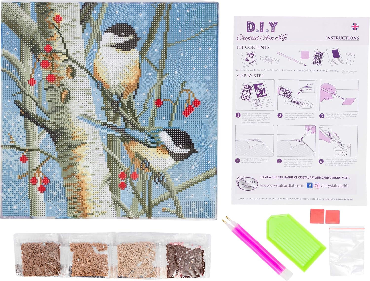 Crystal Art Medium Framed Mounted Wall Art Kit (11.8in x 11.8in) - Woodland Sprites - Diamond Painting Kit for ages 8 and up