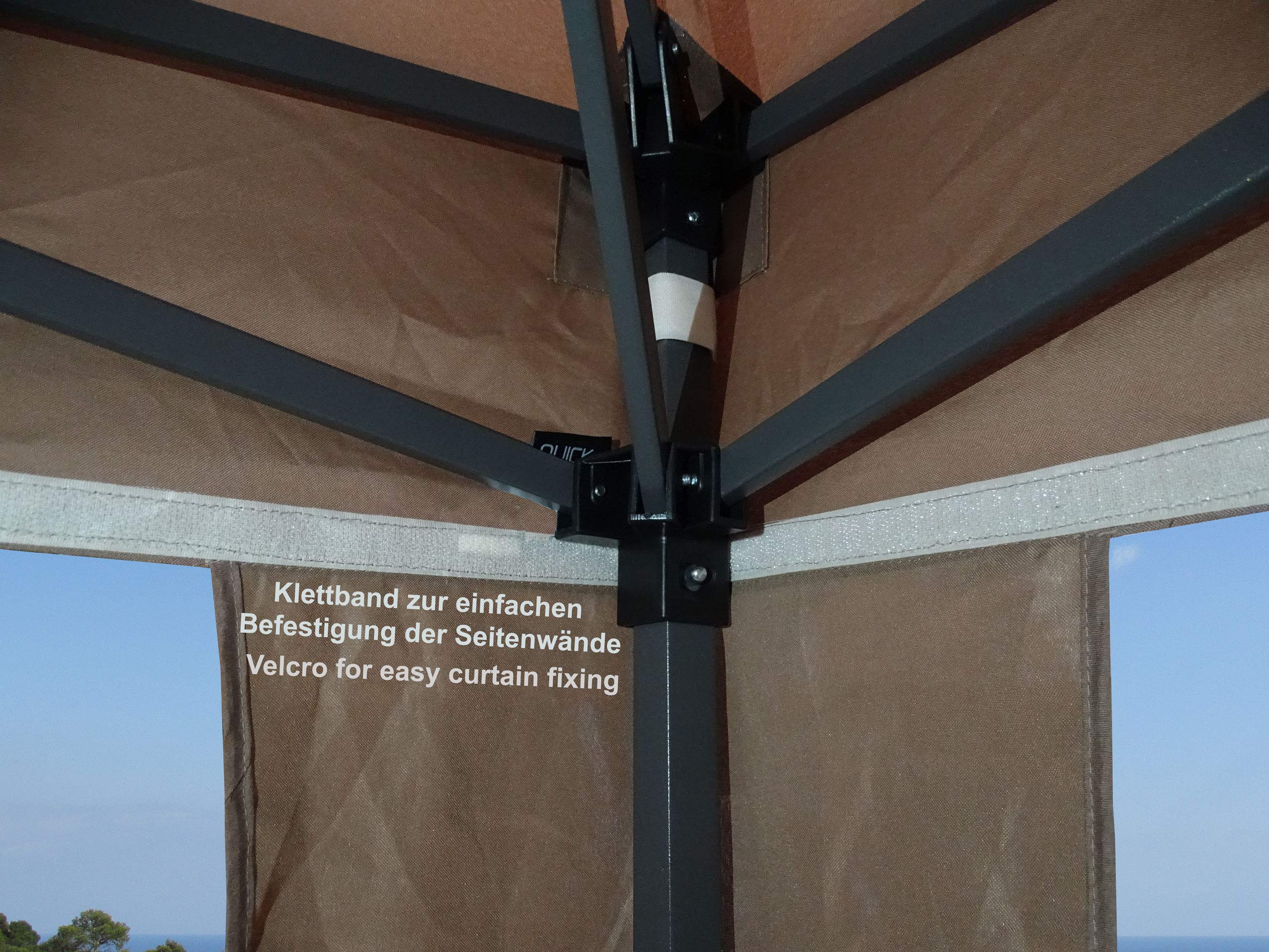 QUICK STAR Jardín Gazebo Plegable Pop-Up 2 x 3 m Beige Ahumado con 4 Paredes Laterales de Fastening fácil con 2 Cremalleras