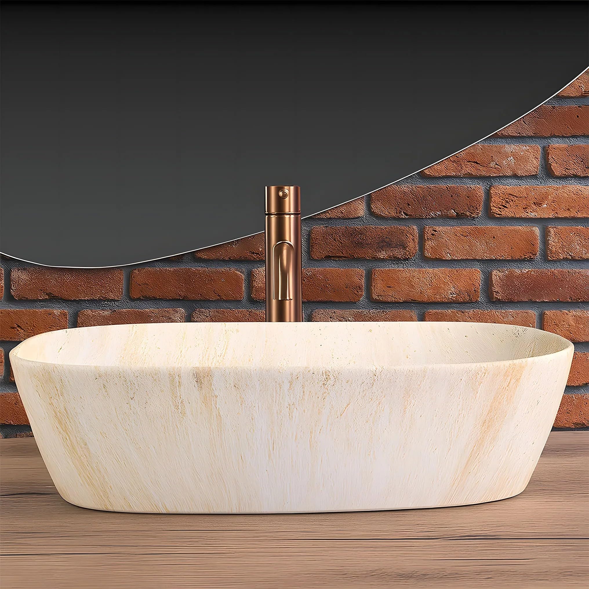 Lavabo Sobre Encimera Rea Freja Travertine Matt Beige 51X39,5X14Cm