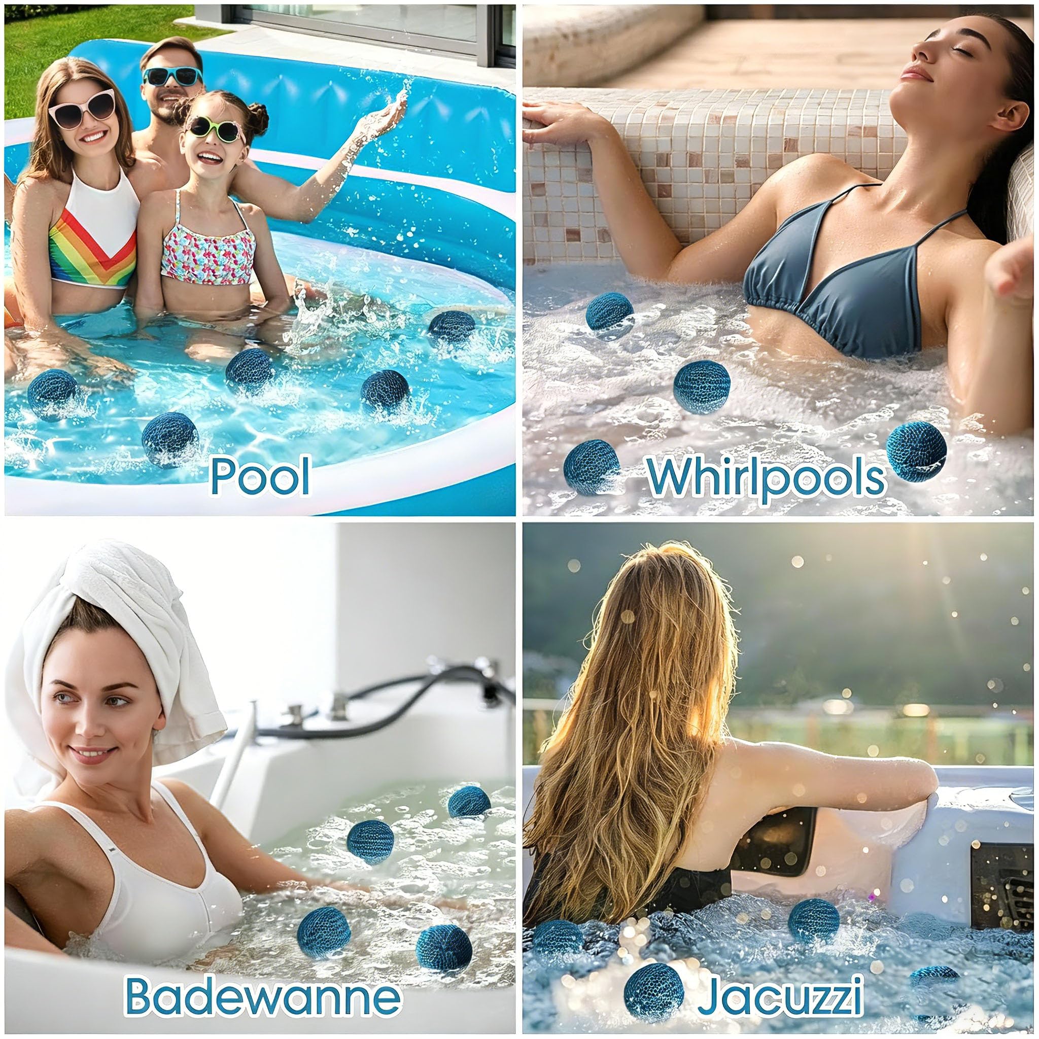4 Stück Hot Tub Pool Scum Absorber, 7cm Wiederverwendbarer Schaum zur Beseitigung von Schwammbällen, Poolschwamm Ölabsorber- Whirlpool-Schaumreiniger für Schwimmbäder Pool Klar