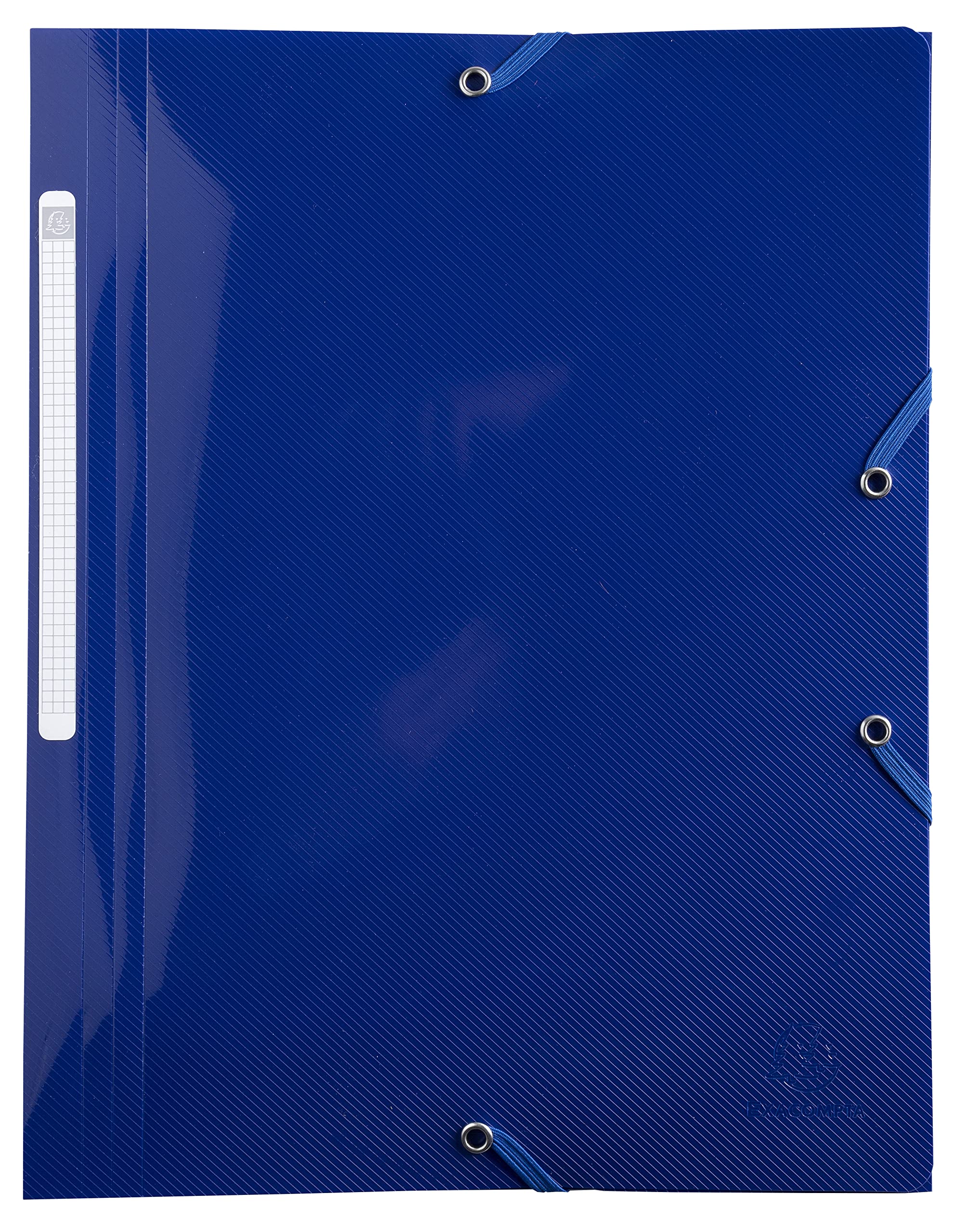 Exacompta - Ref. 55112E - 1 Folder with elastic bands 3 Bee Blue recycled polypropylene flaps - A4 - Navy blue
