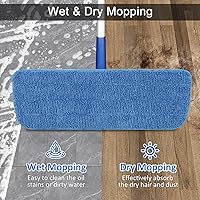 Vista 6 de Paquete de 3 almohadillas de microfibra de repuesto para limpieza de suelos húmedo/seco, almohadillas reutilizables para mopa de piso