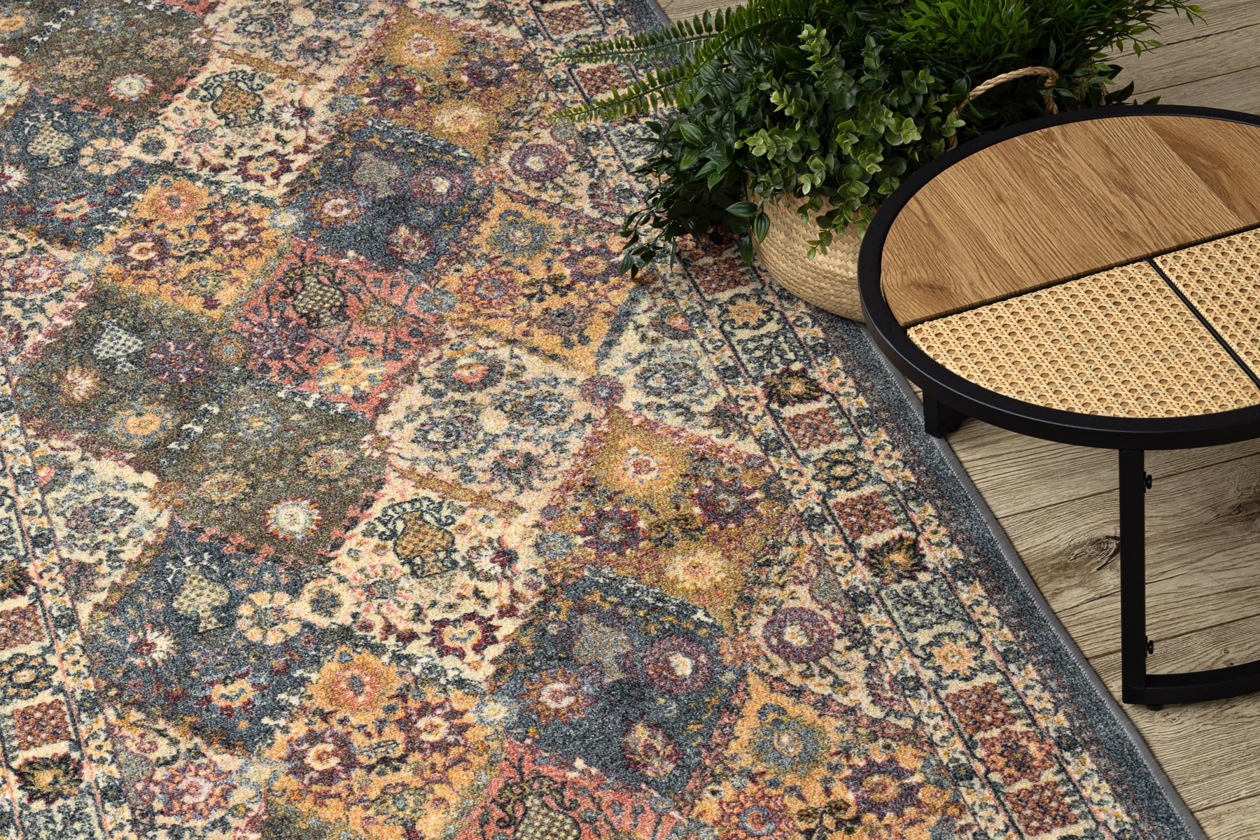 rugsx Alfombra de Pasillo Antideslizante - Diseño Modern Classic - Beige/Gris - Resistente y Fácil de Limpiar para Pasillo, Cocina, Entrada 67x150 cm