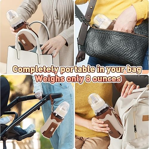 Miniatura 6 de Calentador de botellas portátil, calentador de botellas de viaje con carga rápida e inalámbrico, calentador de botellas ligero y portátil,