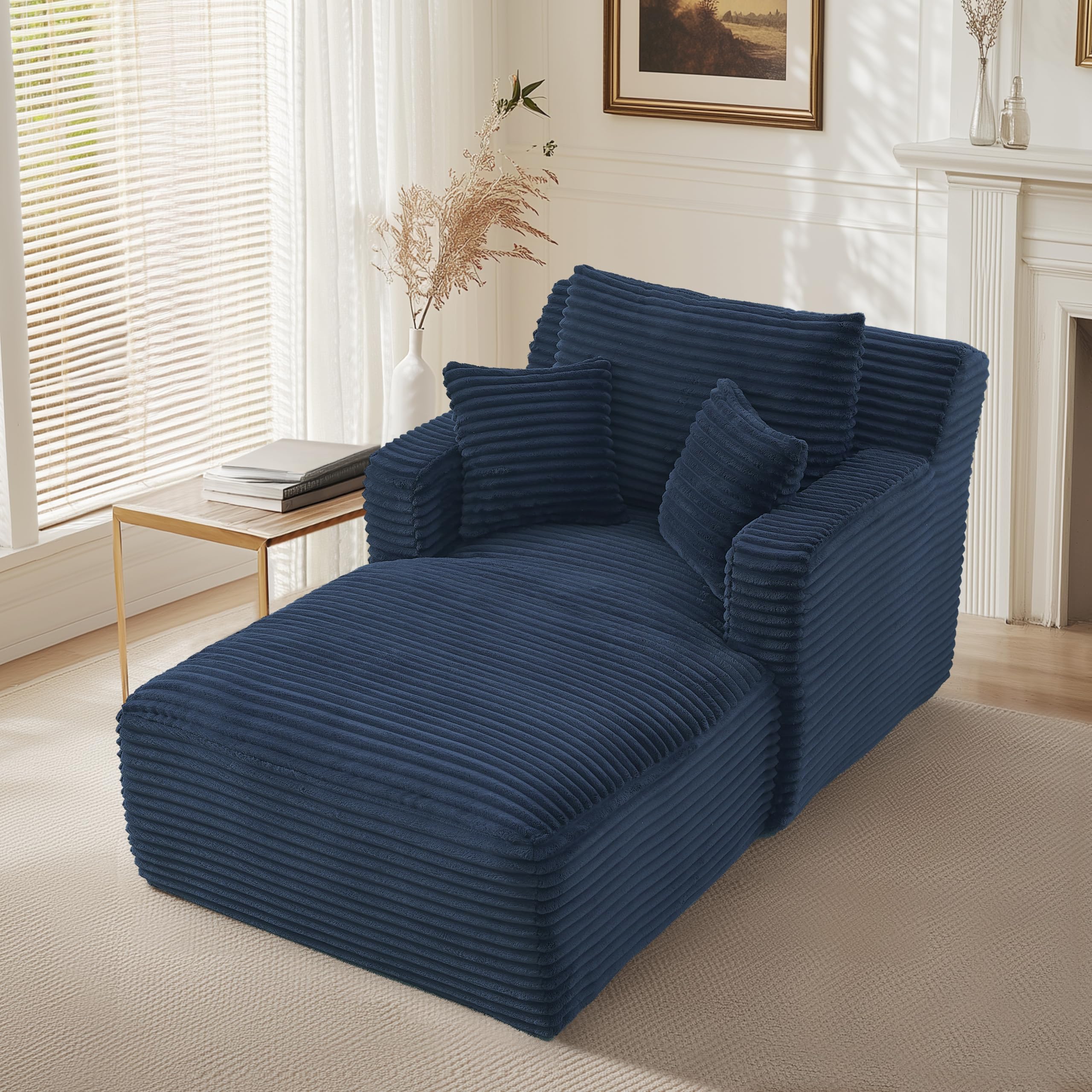 Sofa Bed with 2 Cushions – Small Couch with Spring Padding, Chaise Lounge Ultra-Soft, Compressed Sofa No Assembly Required for Guest Room & Small Rooms, 100 * 166 * 72/82cm (Blue)