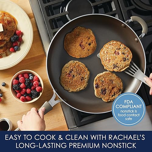 Miniatura 3 de Rachael Ray Cook + Create - Sartén antiadherente con mango auxiliar, 14 pulgadas, almendra