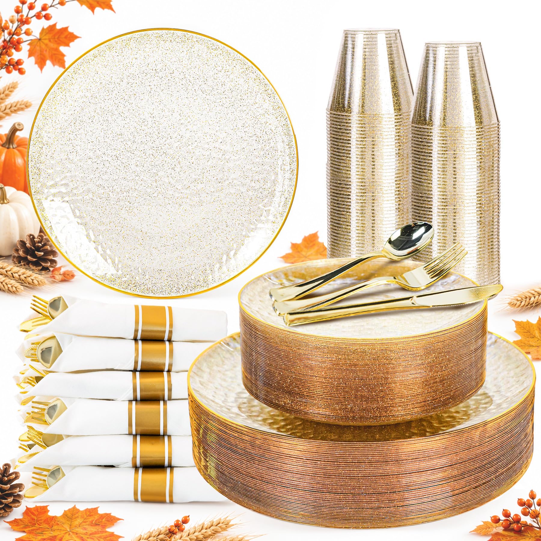 HOMIP Gold Glitter Dinnerware Set - 175 Piece -1 HOMIP Gold Glitter Dinnerware Set - 175 Piece -1