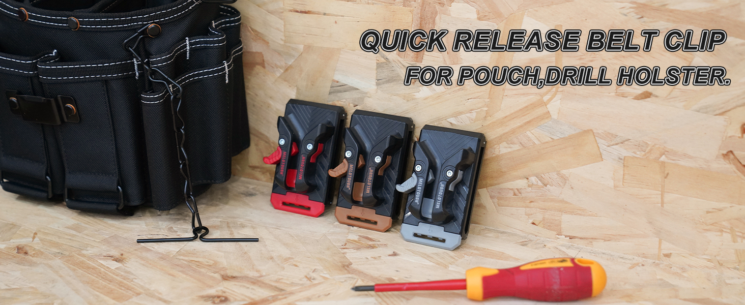 MELOTOGH 3 Pack Quick Release Belt Clip for Pouch,Drill Holster