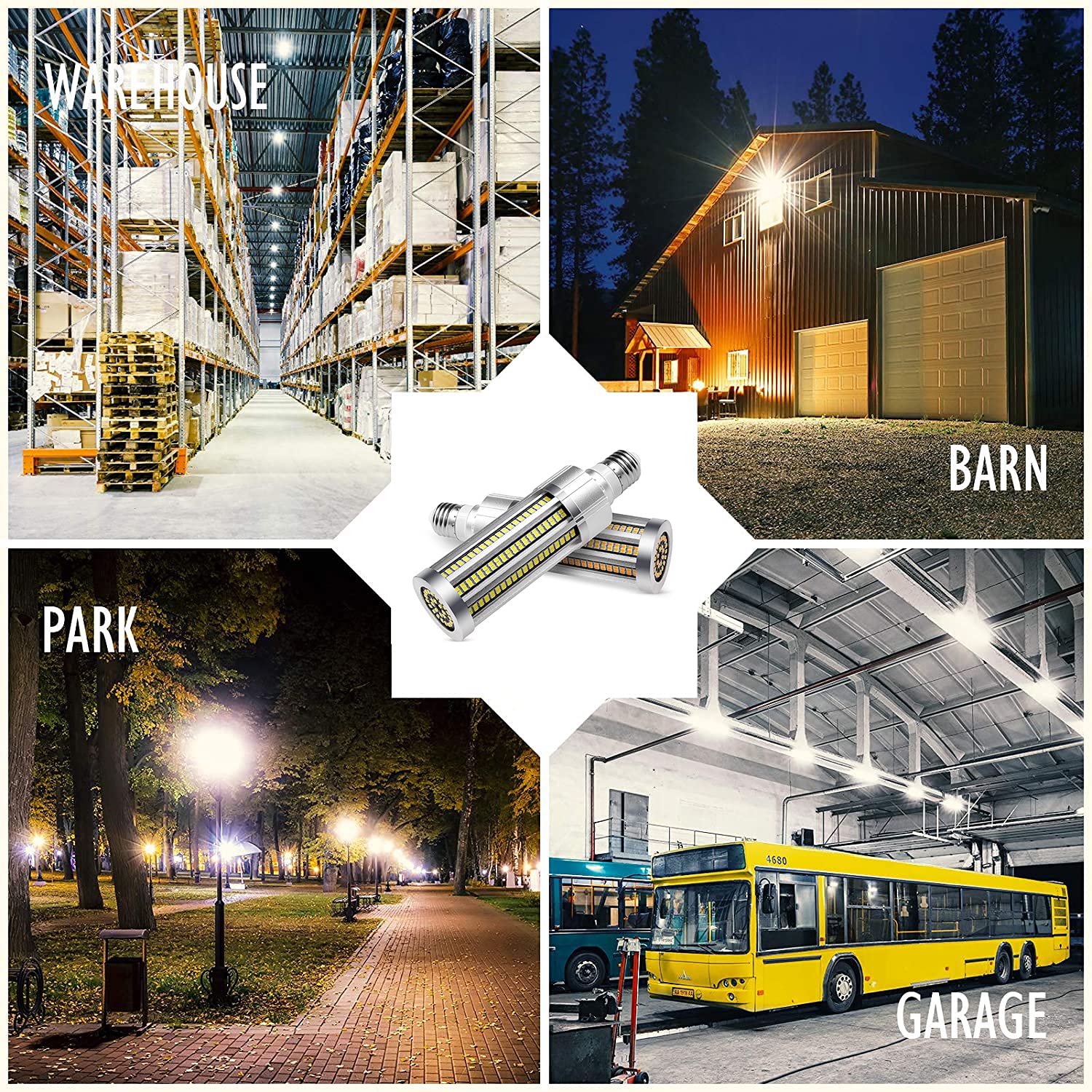 60W Lampadina LED di mais, Luce 6000K Bianco Freddo 7200LM, E27/ E40 Lampadine Mais LED, 500W Lampadine a Incandescenza Equivalenti, Non Dimmerabile (6000K Bianco Freddo)