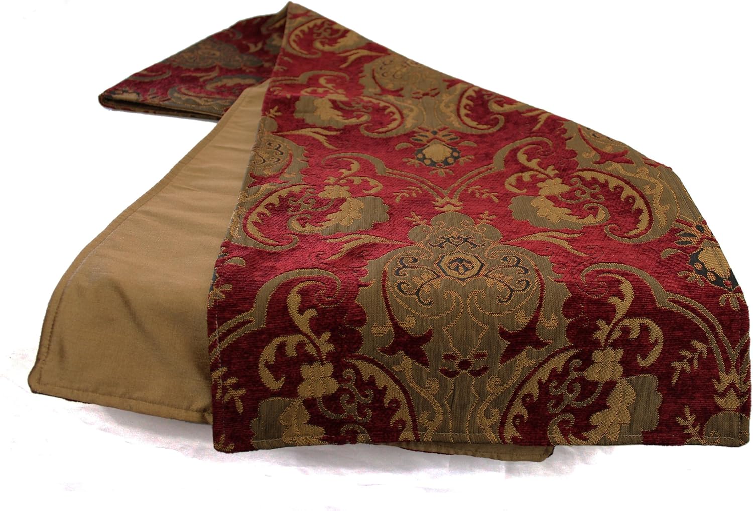 D'Art Designs Red Beau Chenille Luxury Table Runner 14 x 68 inch