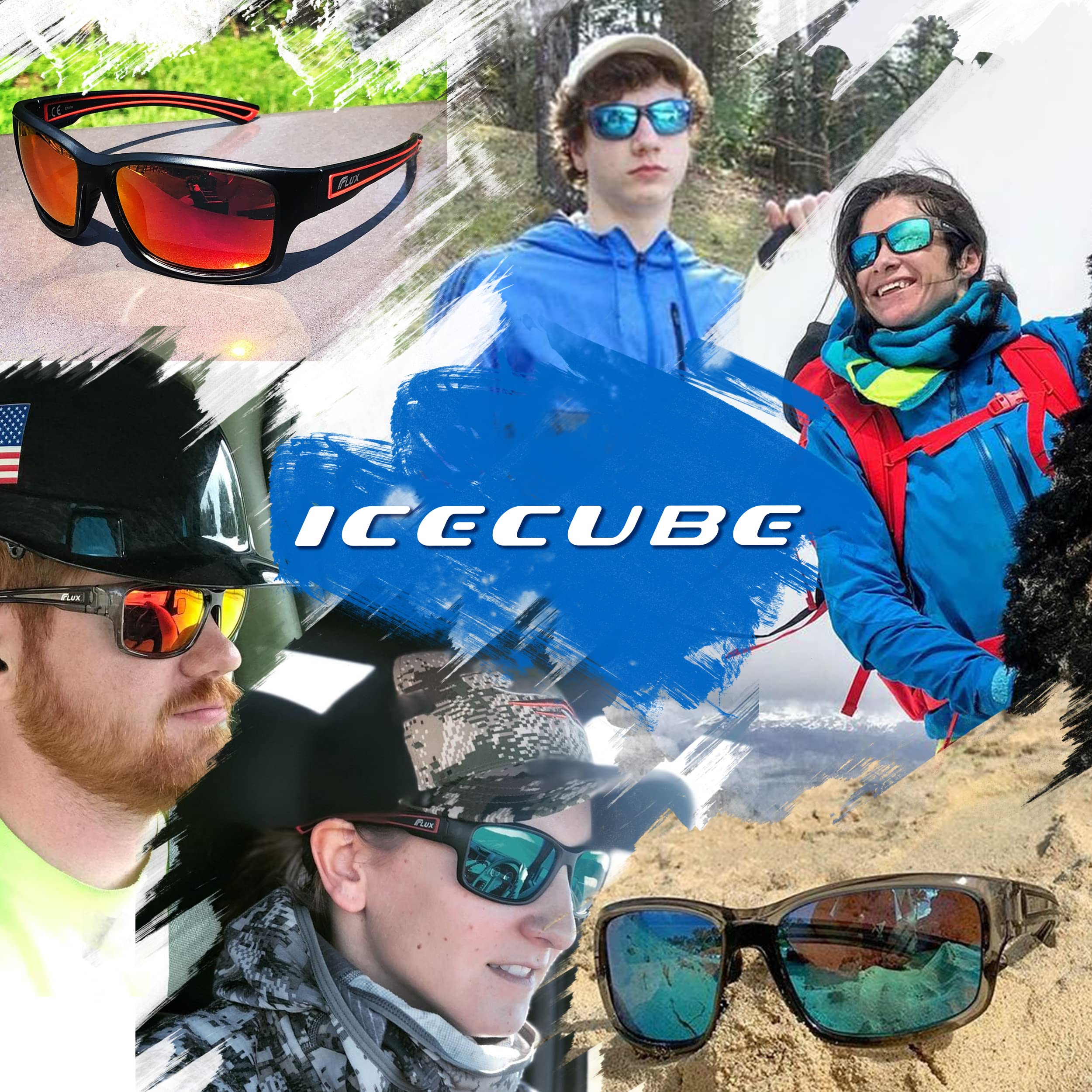 ICECUBE DYNAMIC Polarisierte Sport-Sonnenbrille UV400 Schutz mit Anti-Rutsch-Funktion und leichtem Rahmen - für Männer und Frauen beim Fahren, Laufen, Baseball, Golf, Freizeitsport und Aktivitäten