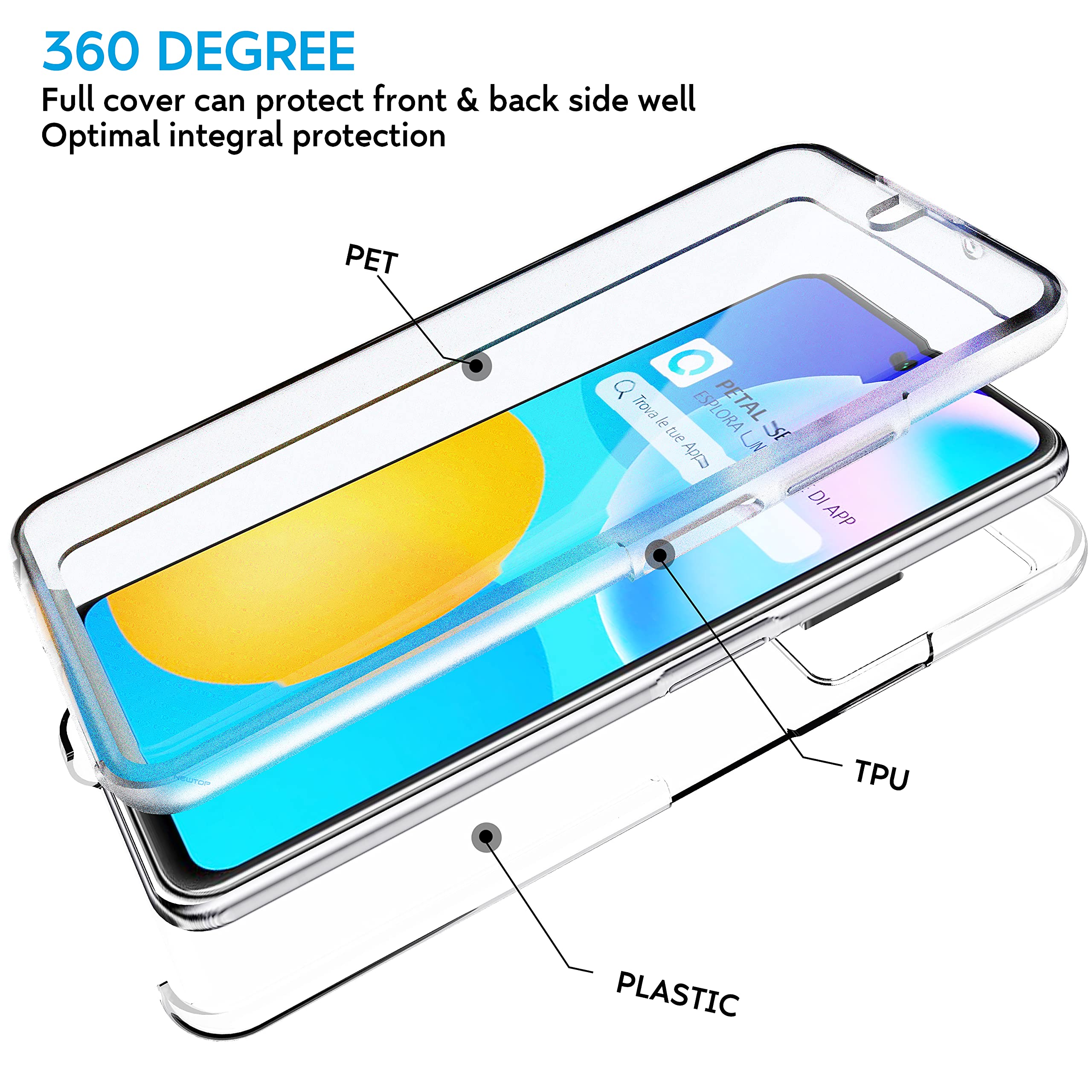 Custodia Trasparente Per Tutto Il Corpo 360 Per Huawei P Smart 2021 PPA-LX2 P Smart Z S PC Doppia Cover In Silicone Per Huawei P Smart Pro 2019 Coque - Foto 3