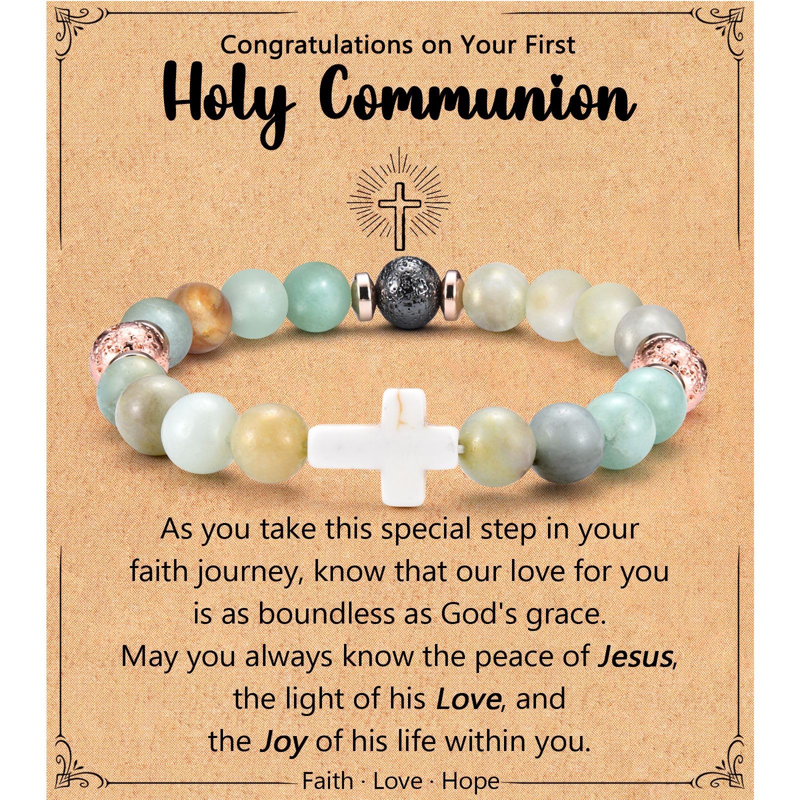 Leyung Christian Gifts for Women, Religious Rosary Cross Bracelet