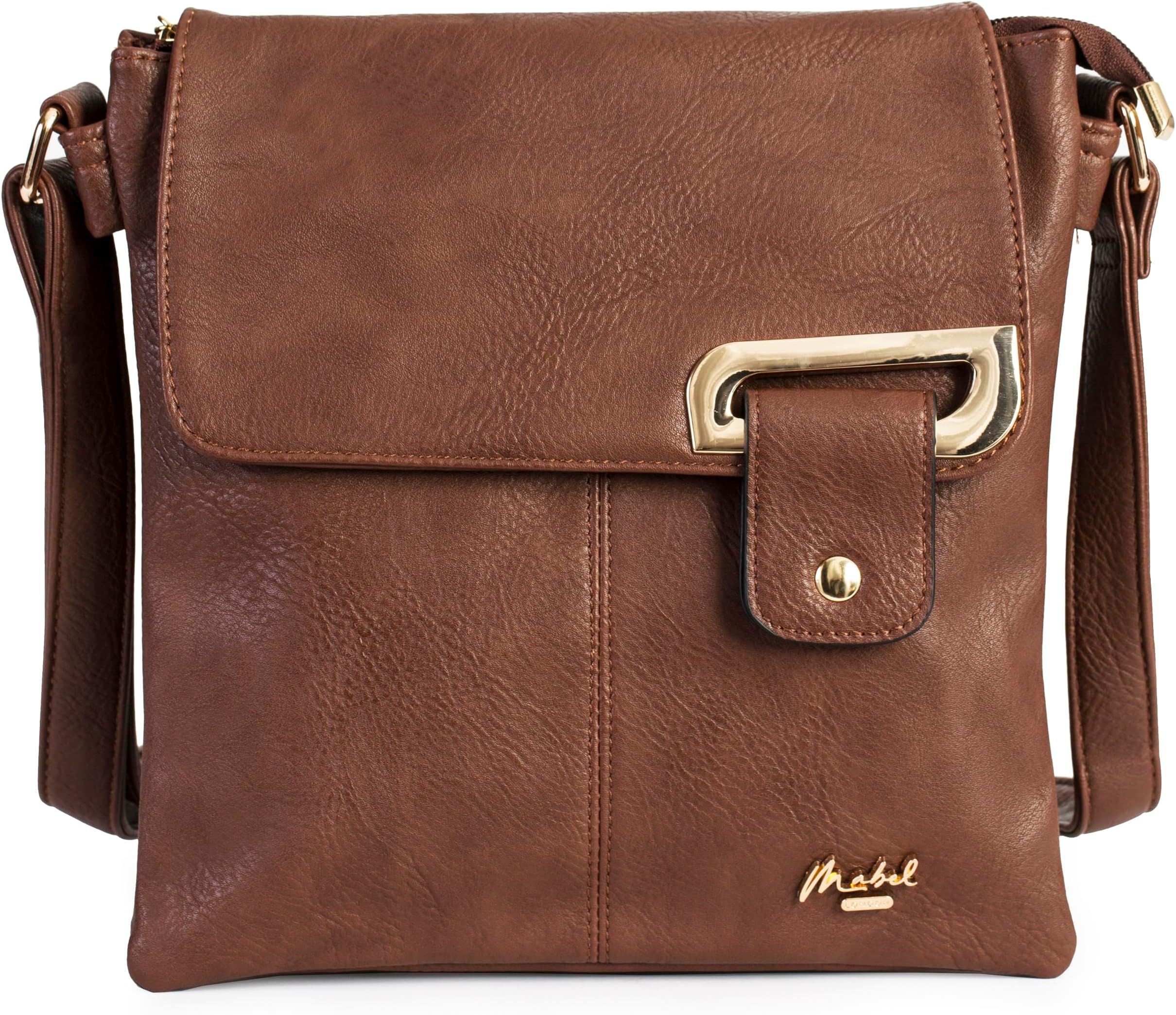 Women's Crossbody Messenger Bag – Medium Vegan Leather Purse with Gold or Silver Hardware – Faith