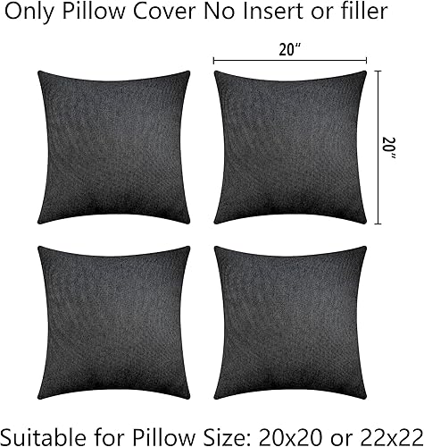 Miniatura 3 de Demetex Juego de 4 fundas decorativas para cojines de exteriores, impermeables, de 20 x 20 pulgadas, para muebles de patio y jardín, 20 x 20