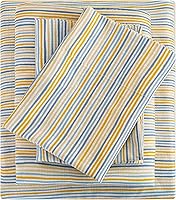 Vista 24 de Mooreeke Cómodo juego de sábanas de tamaño individual, floral, de microfibra, estampado, suave y transpirable, azul y beige, bajera ajustada que