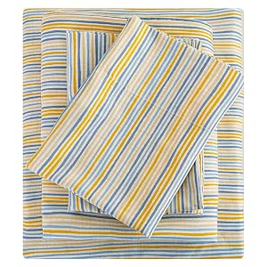 Mooreeke Striped Queen Bed Sheets Deep Pocket 4 Piece Queen Sheet Set Soft Microfiber Blue Yellow Pinstripe Bedding