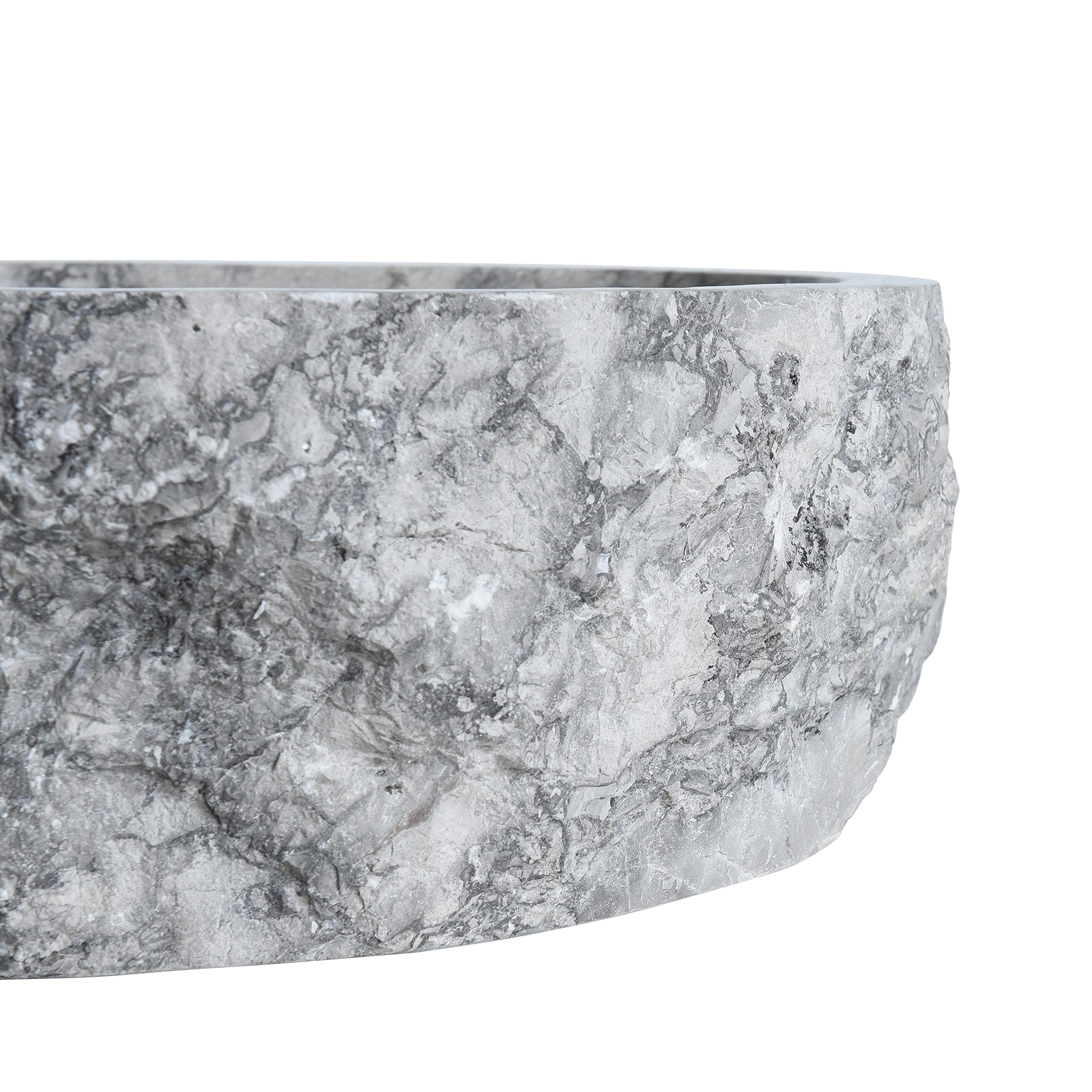 ESTEXO Umywalka marmur kamień naturalny umywalka ok. Ø 38-40 cm x 15 cm umywalka umywalka umywalka kamienna umywalka szara