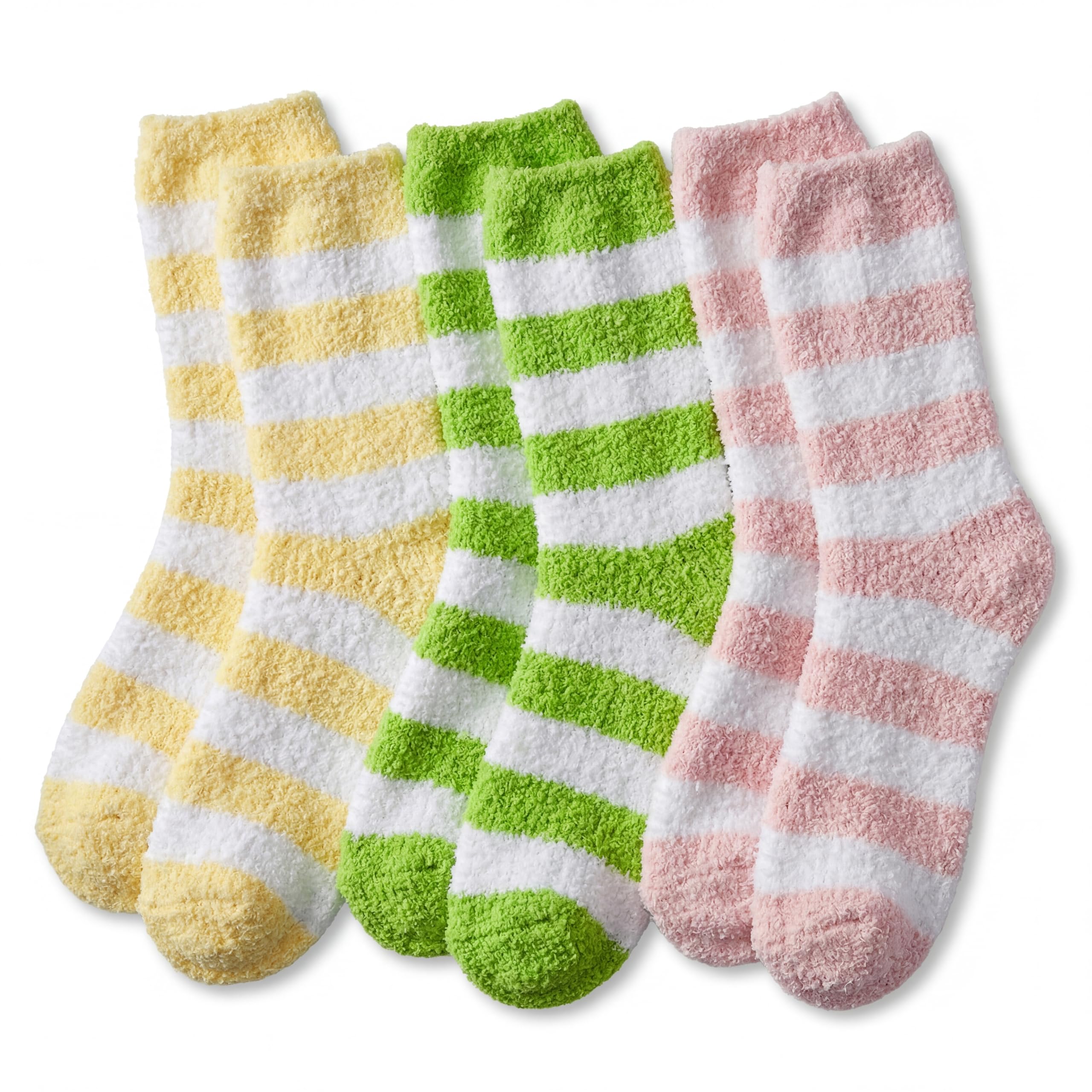 Tipi Toe Womens Fuzzy Crew Socks with Anti Slip Grips Warm Cozy Fluffy Winter Slipper Socks Non Skid Home Socks for Women