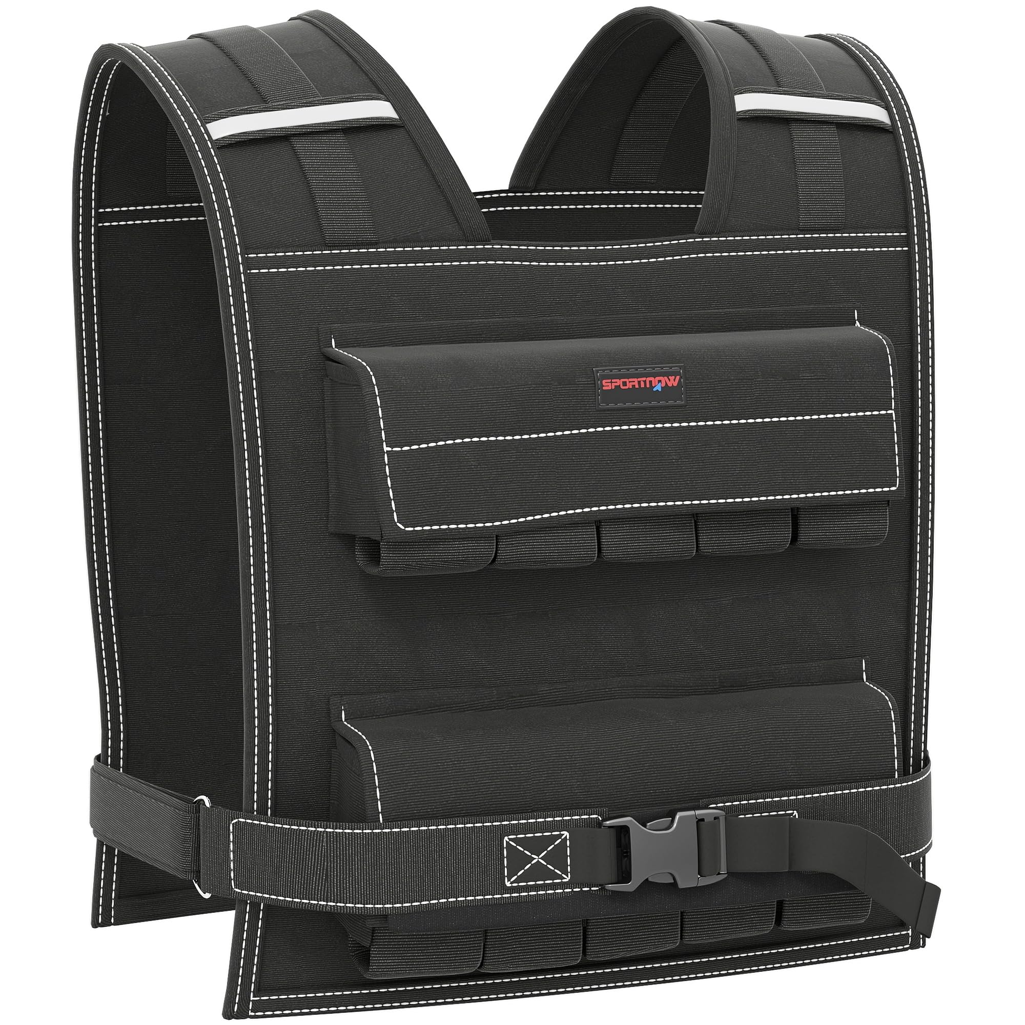 SPORTNOW 20KG Adjustable Weighted Vest for Men and Women, Weight Vest with 15 Metal Weights, Adjustable Straps and Reflective Strips, Running Cardio Exercise Strength Training