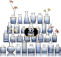 Vista 1 de Arme Juego de 32 jarrones azules para centros de mesa, florero transparente a granel, mini jarrones vintage para centros de mesa, pequeños jarrones