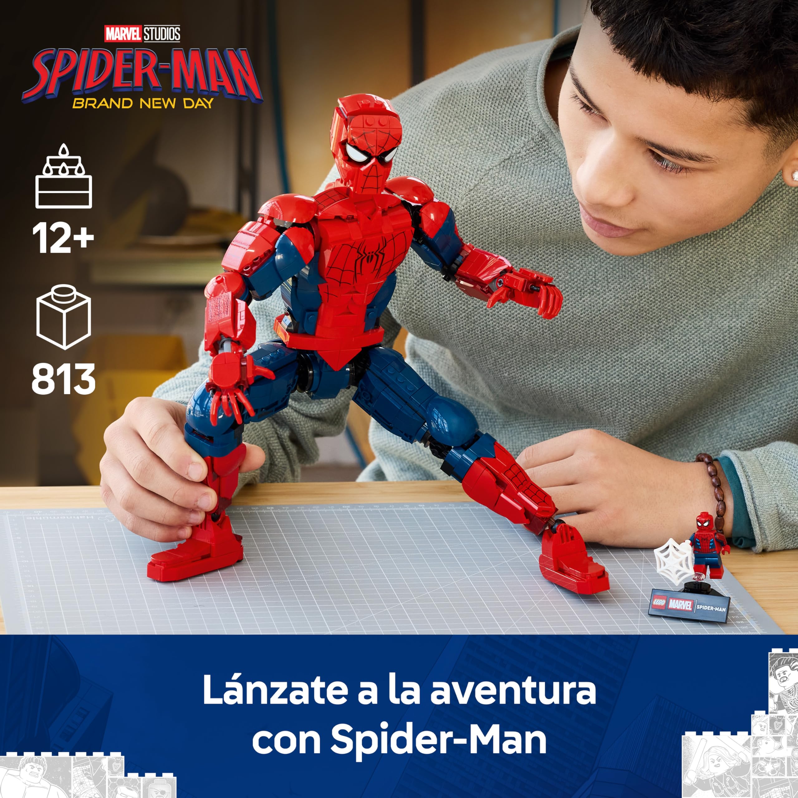 LEGO | Marvel Figura de Héroe: Spider-Man - Juguete de Superhéroe con Figura de Acción y Minifigura Coleccionable - Decoración de la Habitación Juvenil - Regalo para Niños de 12+ Años - 76346