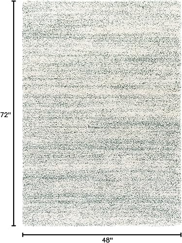 Miniatura 2 de SAFAVIEH Hudson Shag Collection - Alfombra decorativa de 4 x 6 pies, color marfil y verde, no desprende pelusa y de fácil cuidado, 2 pulgadas de