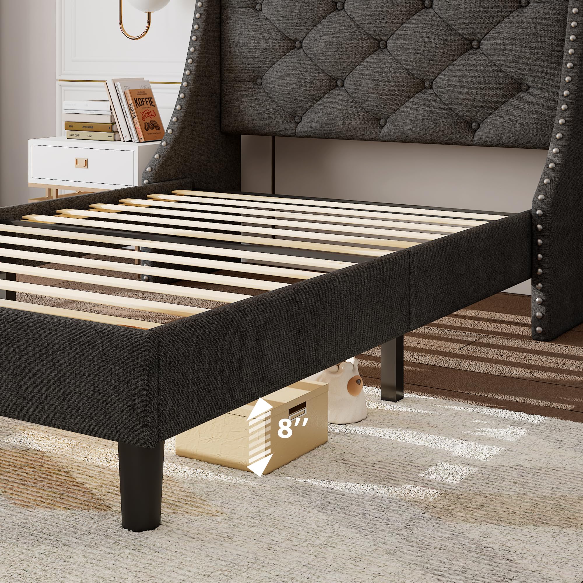 Amazon.com: Feonase Twin Bed Frames with Luxury Wingback and