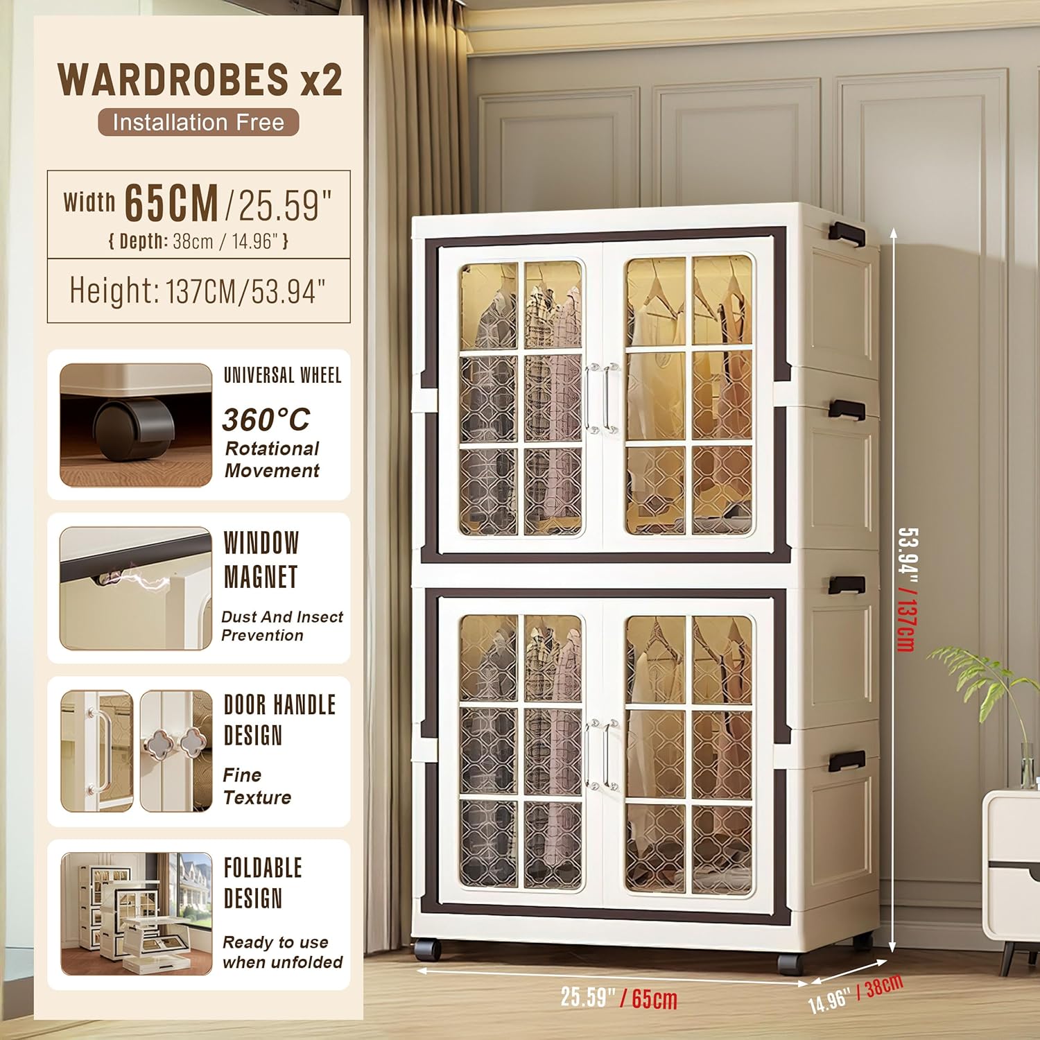 SunSettler Stackable Storage Cabinet with Wheels