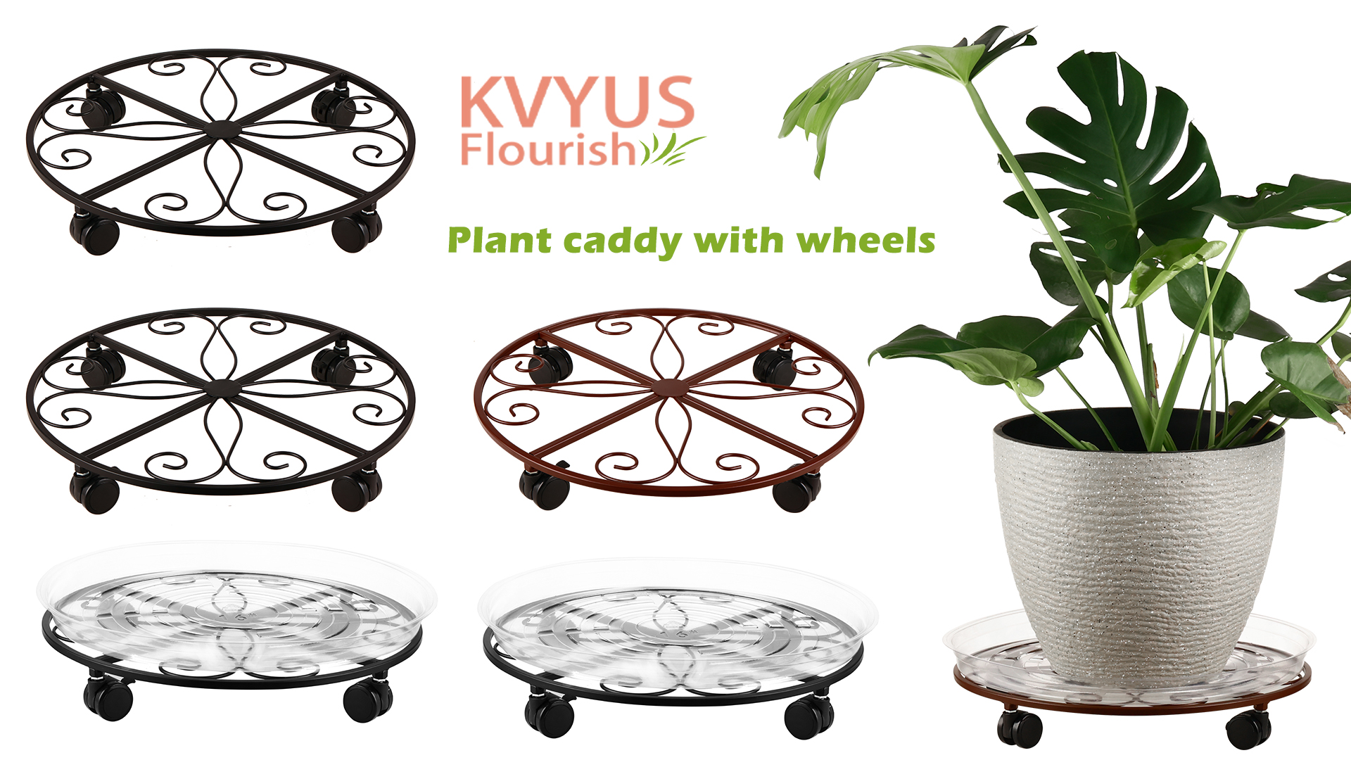 Amazon.com: KvyusFlourish 5 Packs 16” Plant Caddy with Wheels