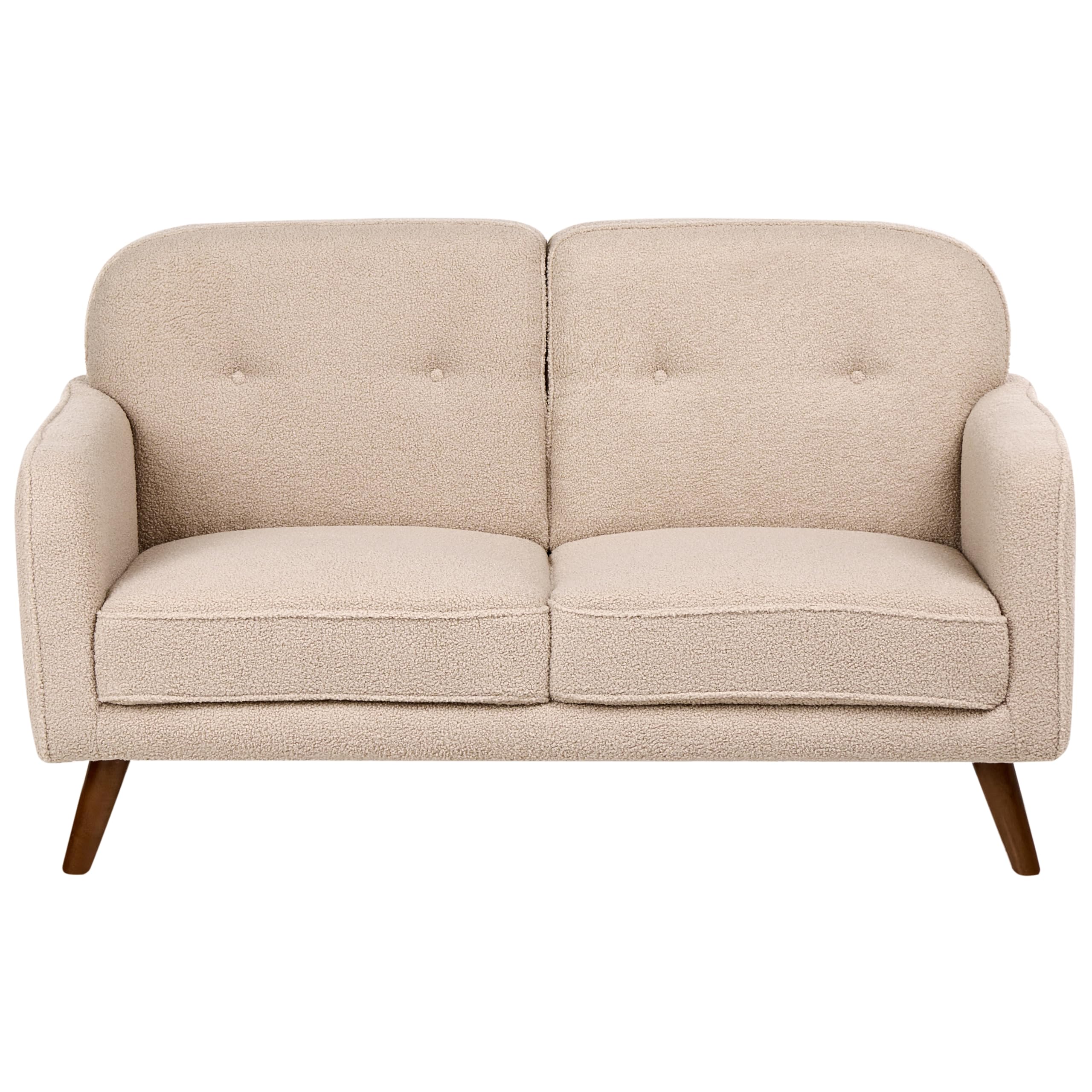 Komplet wypoczynkowy dla 4 osób sofa tapicerowana fotele boucle na drewnianych nóżkach ozdobne pikowanie beżowy Ettrum