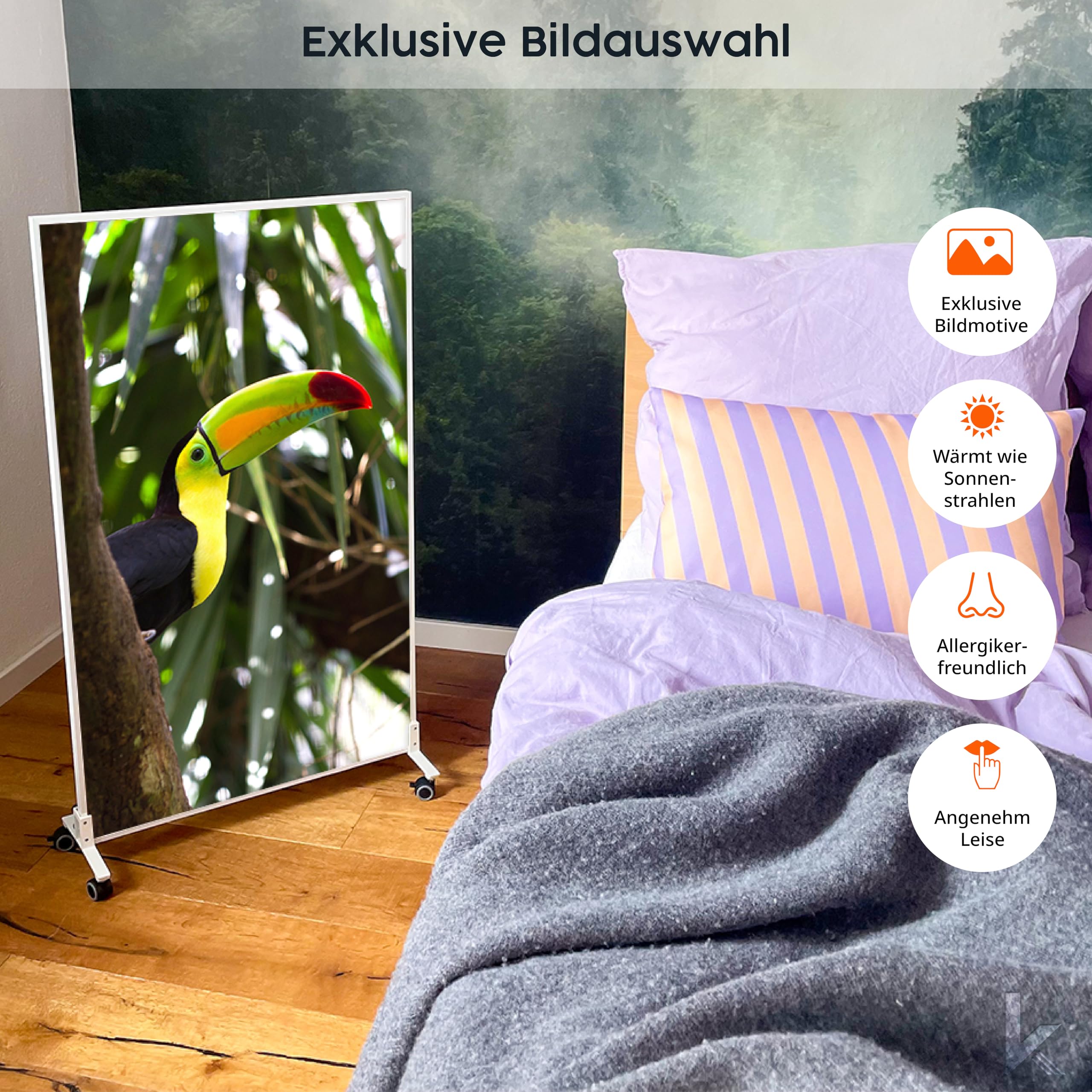 Könighaus Infrarotheizung Standgerät 1200 Watt Thermostat mobile Standheizung Sonnenaufgang