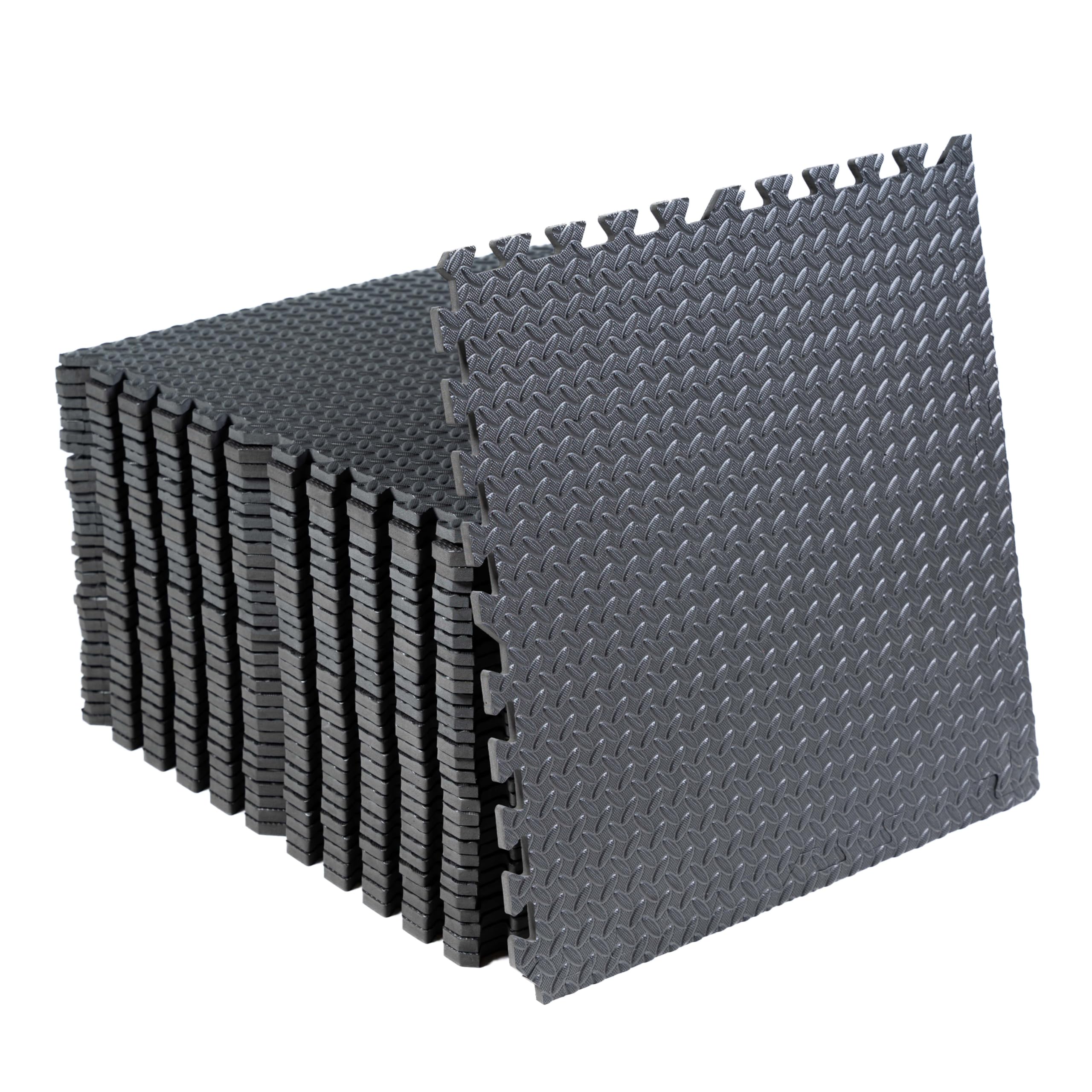 BPIL Gym Floor Mats – Exercise Interlocking Foam Mats – 60x60cm Non-Slip Thick Flooring for Home Workout Gym, Yoga and Garage Underlay (04 Tiles (16 Square Feet))