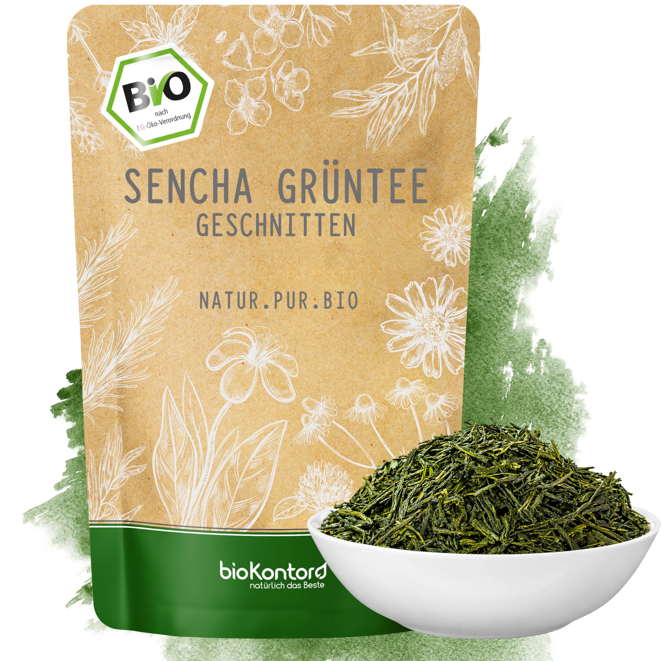 Grüner Sencha Tee BIO 1000 g I lose und geschnitten I aromatischer bio Sencha Grüntee I 100% natürlich I bioKontor