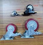 4 Pack 1" Low Profile Casters Wheels Soft Rubber Swivel Caster with 360 Degree Top Plate 100 lb Total Capacity for Set of 4 (2 with Brakes & 2 Without)
