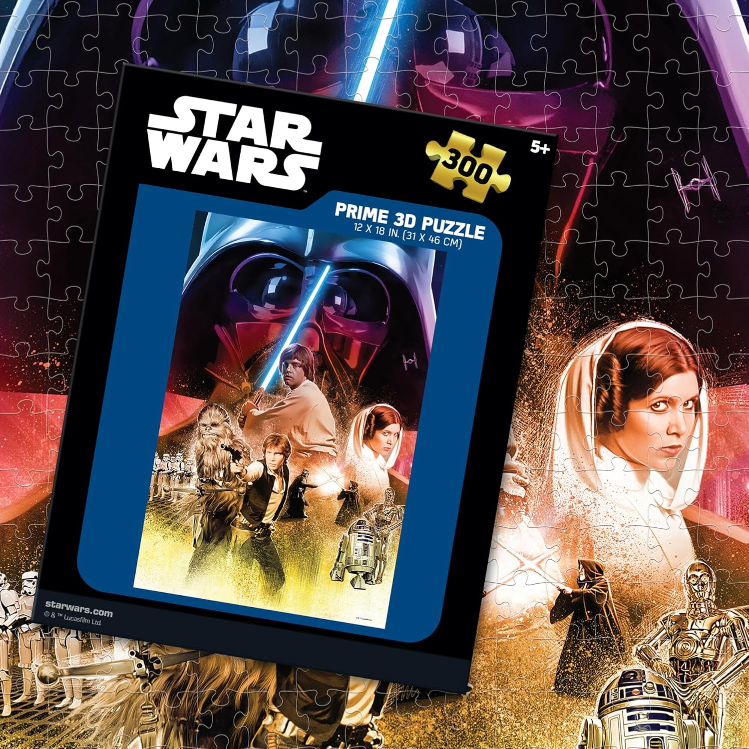 Prime 3D | Lucas | Star Wars | 300 Piece 3D Jigsaw Puzzle for Adults & Kids | Finished Size 12" x 18" | Challenging & Fun for Kids & Families | Immersive 3D Lenticular Effect