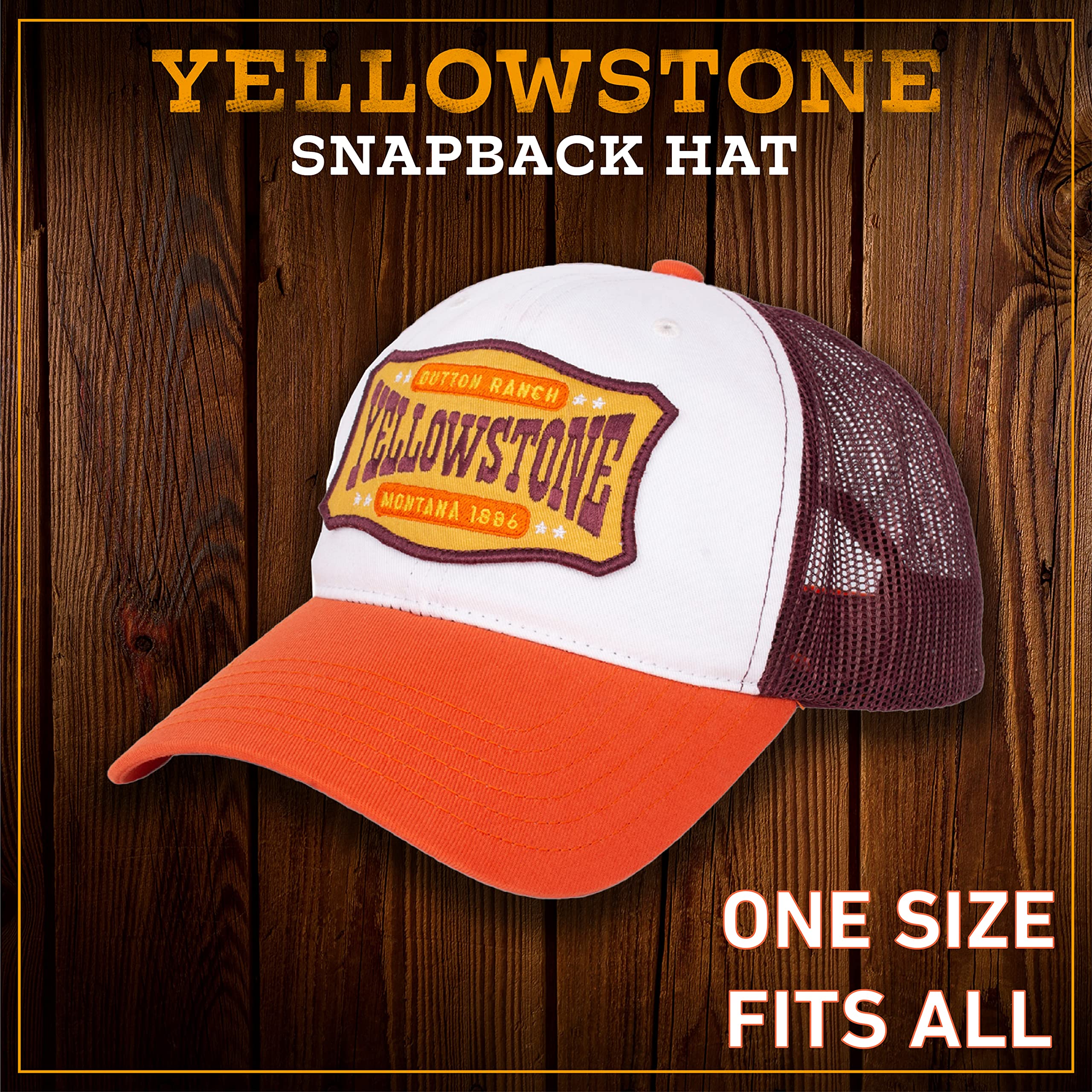 Concept One Yellowstone Trucker Hat, Mesh Adjustable Snapback Baseball Cap with Curved Brim - Gorra de béisbol Unisex Adulto