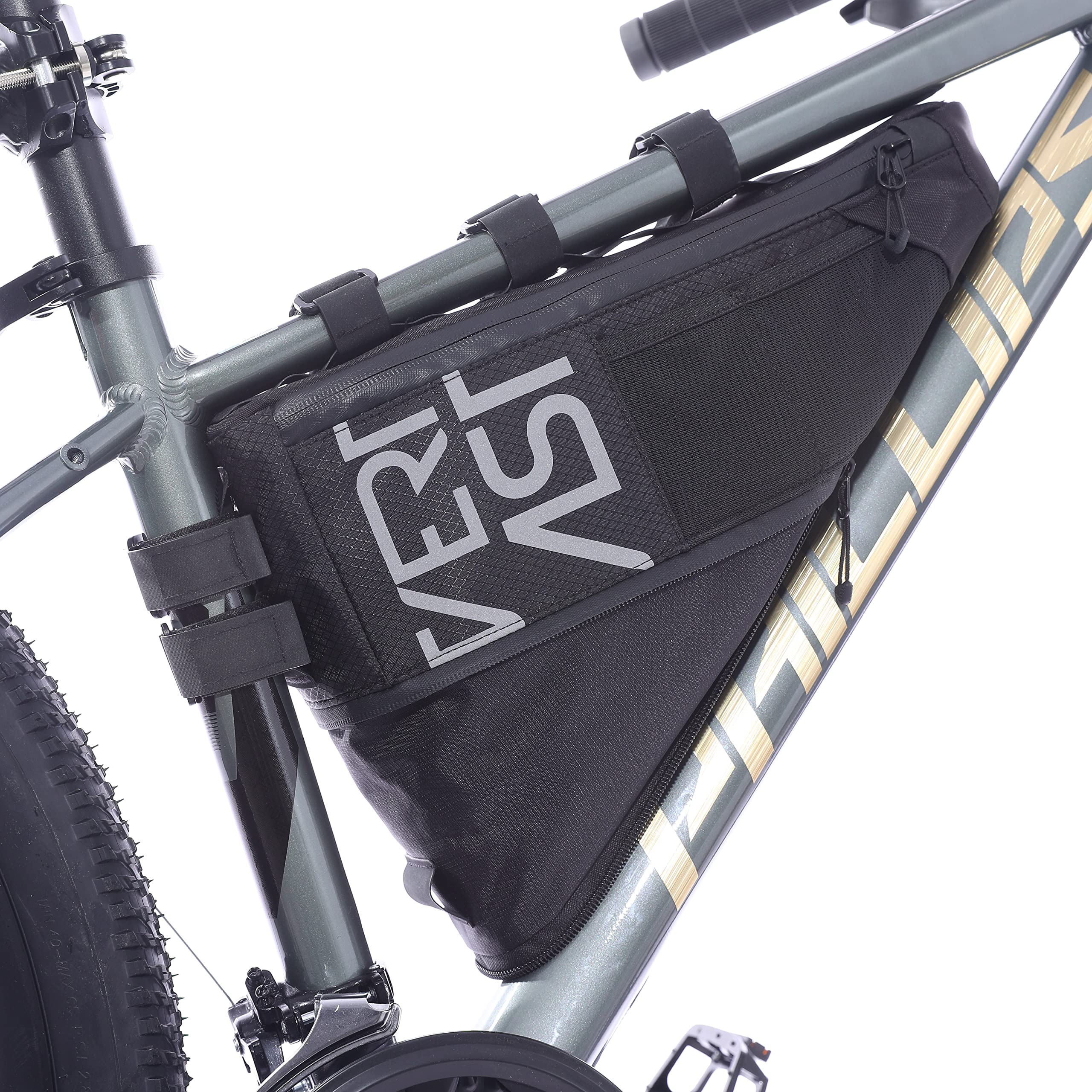 Bolsa para bicicleta de 4L, para tubo delantero del cuadro, triangular, impermeable, para bicicleta de montaña, de carretera, paquete alforja, color negro