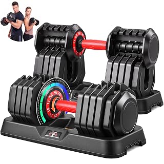 OPPSDECOR Adjustable Dumbbell Set of 2, 10-in-1 Free Weight Set 25/50/55 lb - Amazon product rated Grade A