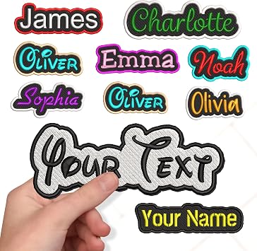 LULLBABYMALL Custom Embroidered Name Patches - Personalized Name Tags, Iron On, Sew On, Hook and Loop Patches, Name Patch for Uniform, Backpack, Christmas, Wedding, School, Holiday